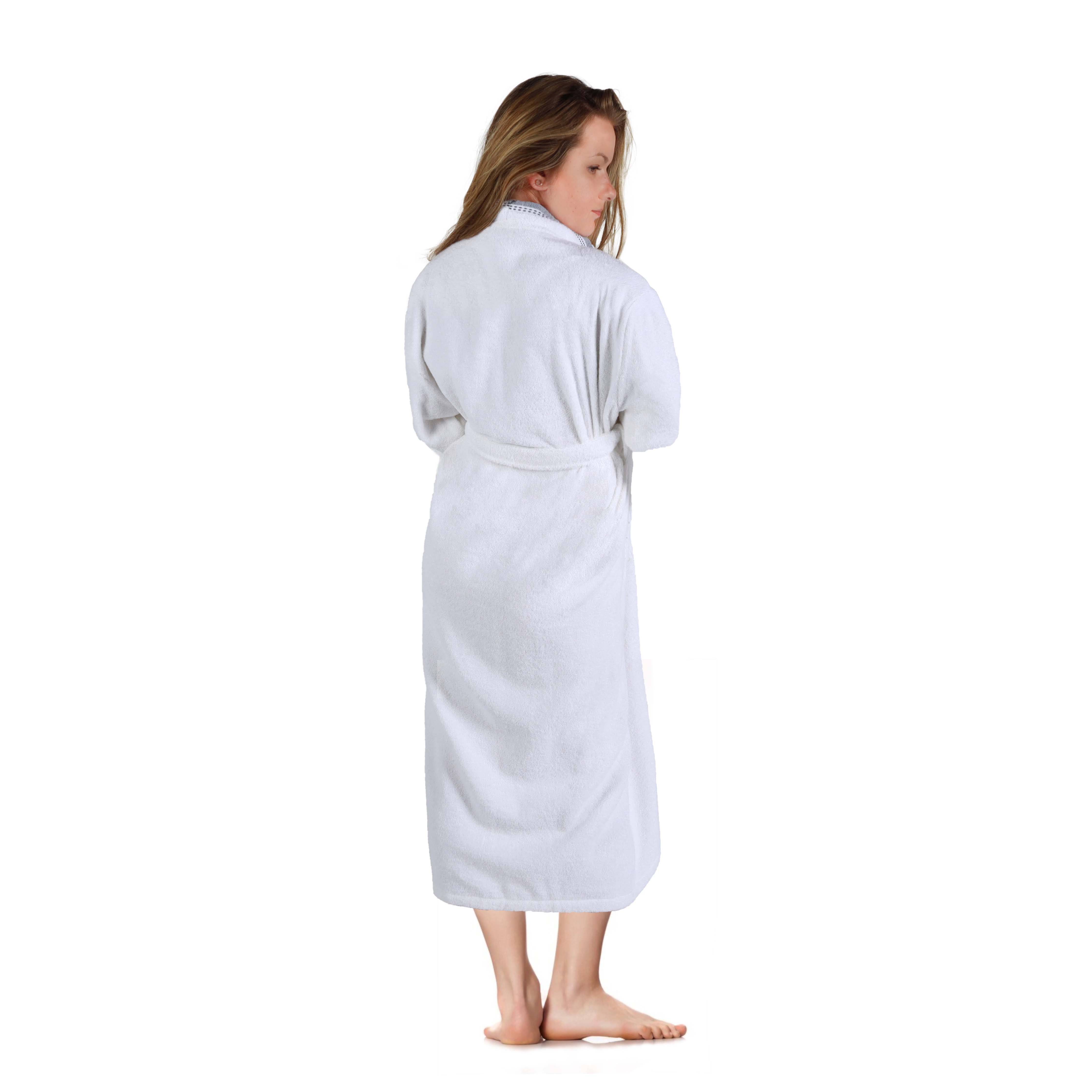 Unisex Cotton Terry Kimono Bathrobe with Embroidery - Soft & Absorbent Bath Robe for Spa, Hotel, Home Relaxation & Gift Giving