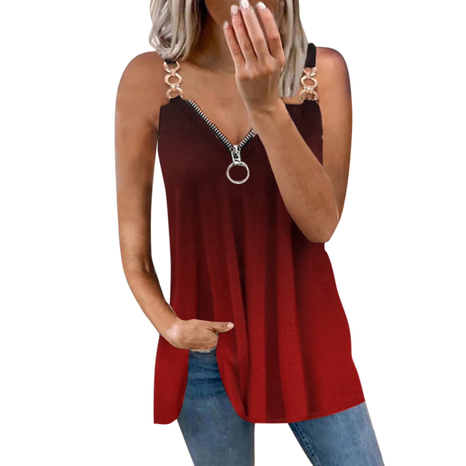 Women's Plus Size Casual Sleeveless Tank Tops - Summer Crew Neck Graphic Tee Shirts | Comfortable Basic Tops for Everyday Wear, Beach Outings & Casual Outfits
