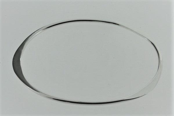 Sterling Silver Flattened Oval Bangle Bracelet for Women - Elegant & Minimalist Jewelry for Everyday Wear, Parties & Gifts