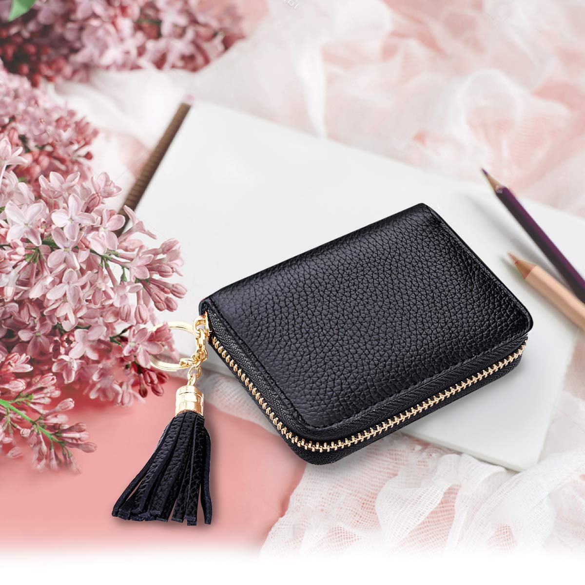 RFID Blocking Glitter Credit Card Holder for Women - Slim Small Wallet with Card Slots - Perfect for Everyday Use, Travel & Gift Giving