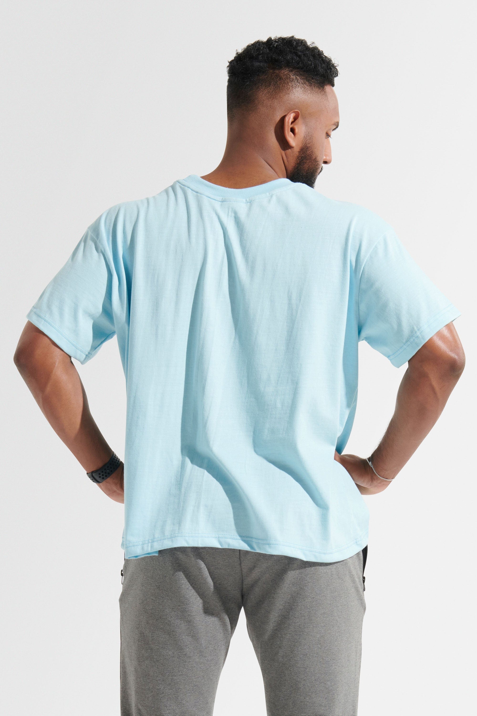 Oversized T-Shirt for Women - Soft Light Blue Cotton Tee - Loose Fit Casual Shirt for Everyday Wear, Lounge, and Street Style