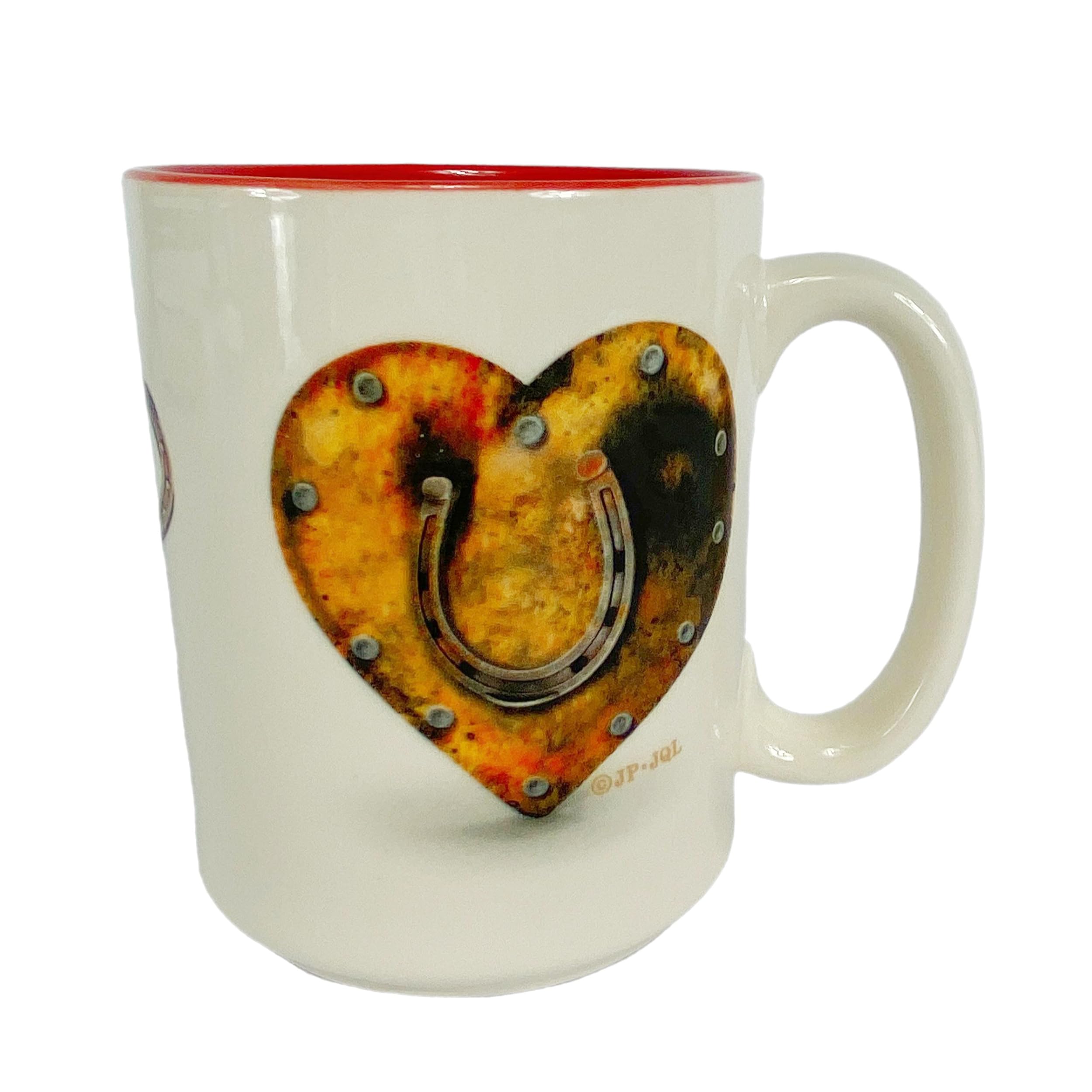Rivers Edge Products 16 Oz Horse Print Ceramic Coffee Mug with Handle - Espresso, Latte & Tea Cup with Horseshoe & Hoof Prints - Perfect for Home, Office & Gifts