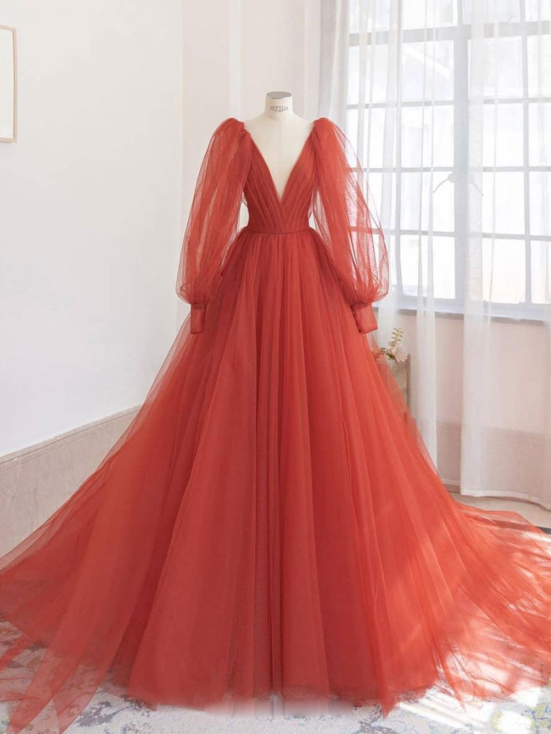 Elegant Blue V-Neck Tulle Long Prom Dress for Women - Perfect for Evening Gala, Formal Dances & Special Occasions