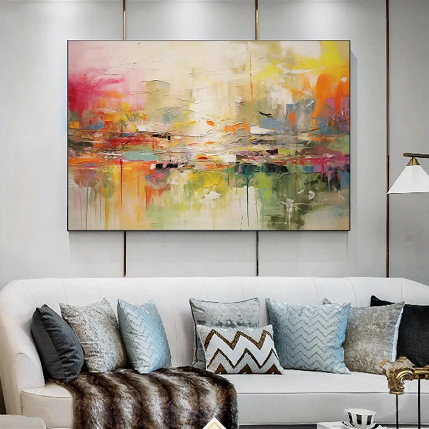 Abstract Painting #AB 179 - Modern Wall Art for Living Room, Bedroom & Office Decor | Unique Handmade Canvas Artwork