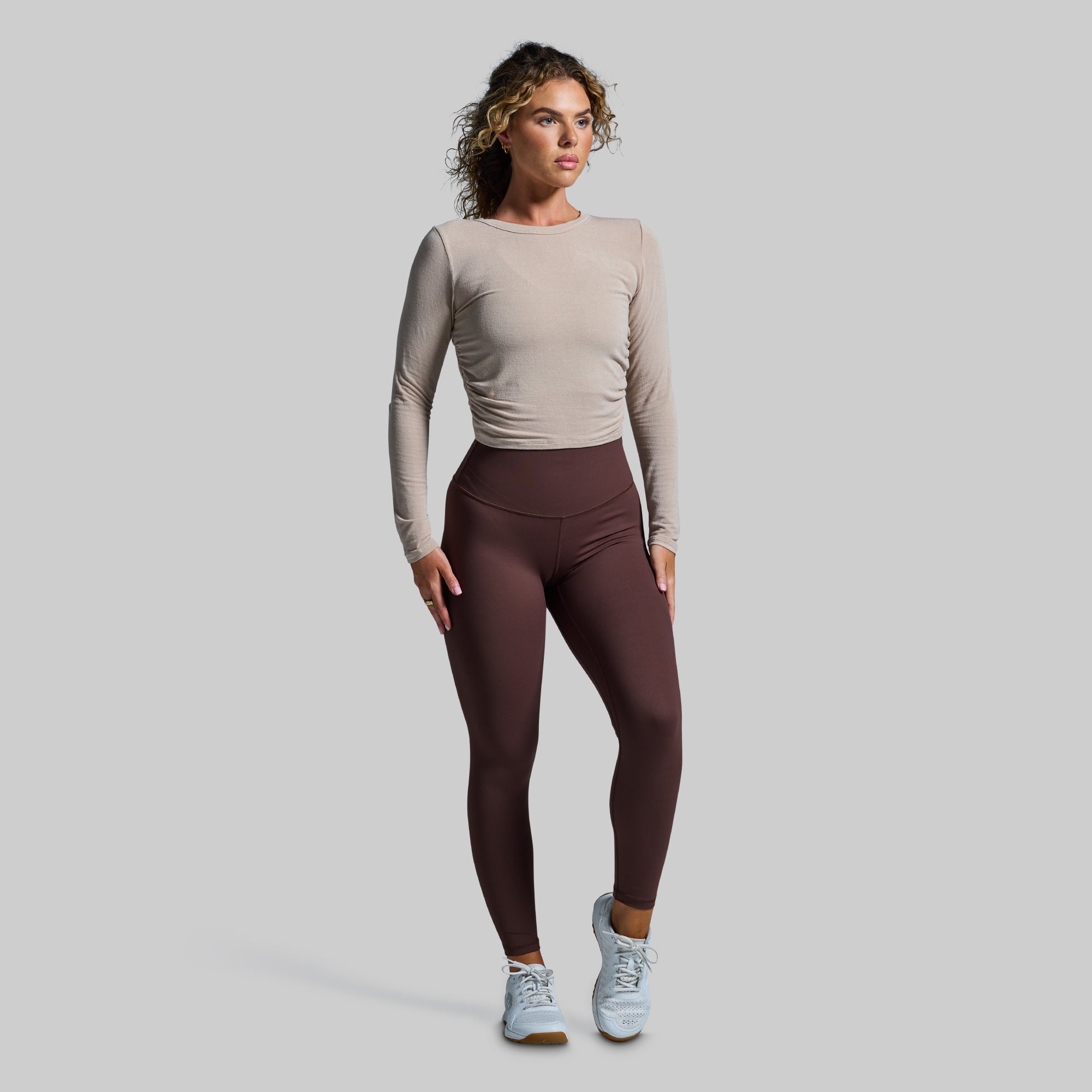 Look At Me Women's Long Sleeve Top - Soft Almond Color for Fall & Winter | Casual Wear, Layering, Office Outfits