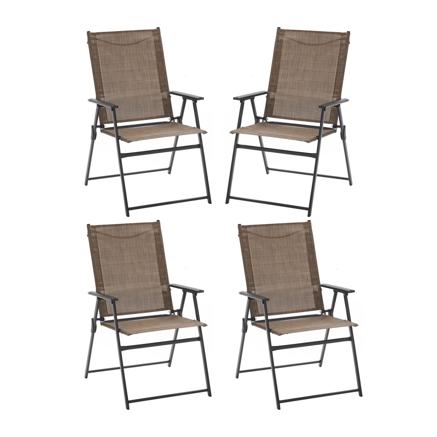 VICLLAX 4-Pack Folding Patio Chairs with Arms - Portable Outdoor Dining Chairs with Sling Back for Garden, Patio, Poolside & Camping - Lightweight & Space-Saving Design for Easy Storage & Transport