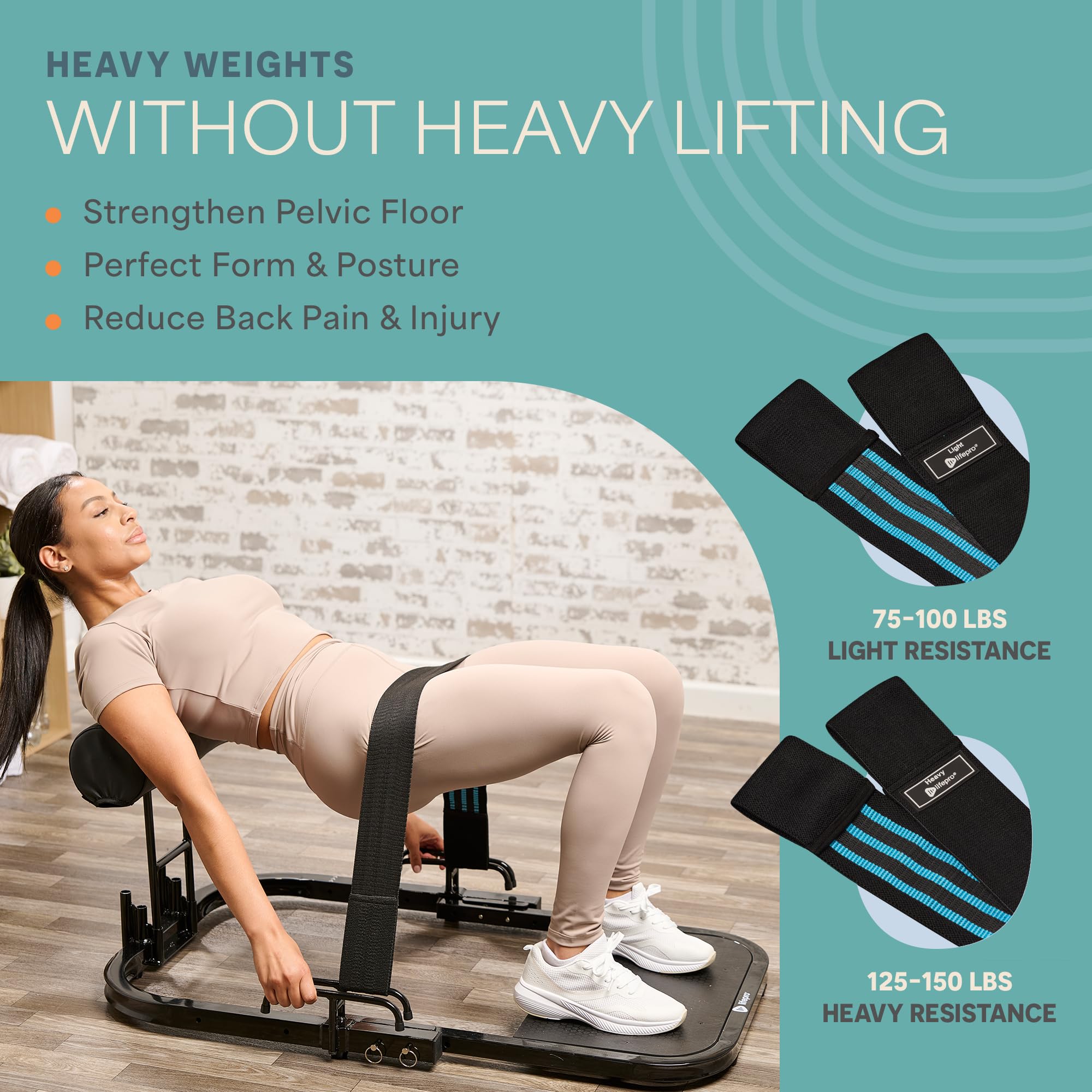 LifePro GluteBlast Hip Thrust Machine - Home Gym Equipment for Glutes, Hips & Thighs Workout with Resistance Bands - Adjustable Squat Bench for Strength Training & Toning - Perfect for Home Fitness, Booty Building & Leg Day Exercises
