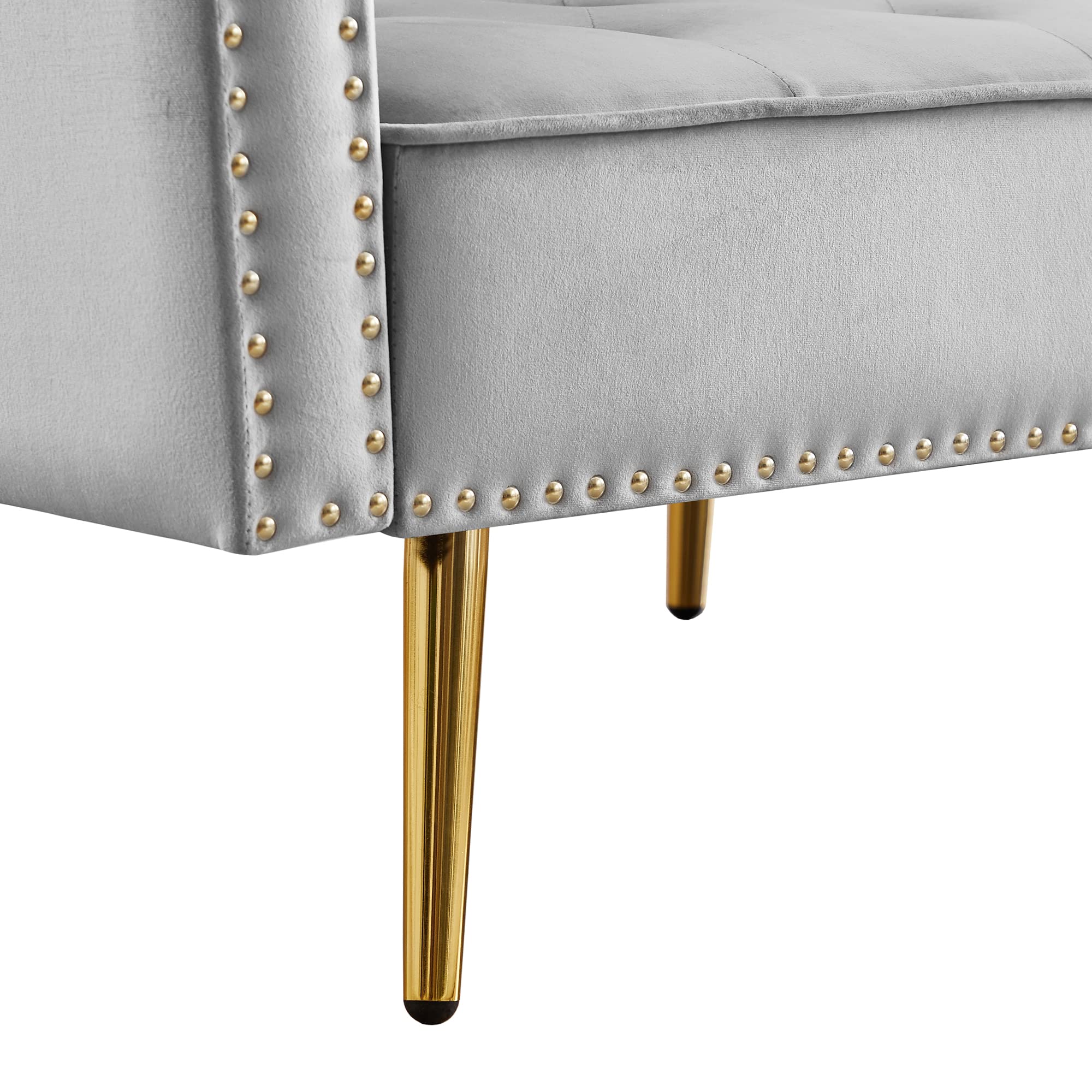 L-Shaped Corner Tufted Velvet Sectional Sofa Bed with Reversible Chaise & Ottoman - Convertible Sleeper Couch for Living Room, Apartment, Home Office - Modern Comfortable Furniture for Relaxing, Entertaining & Small Space Living