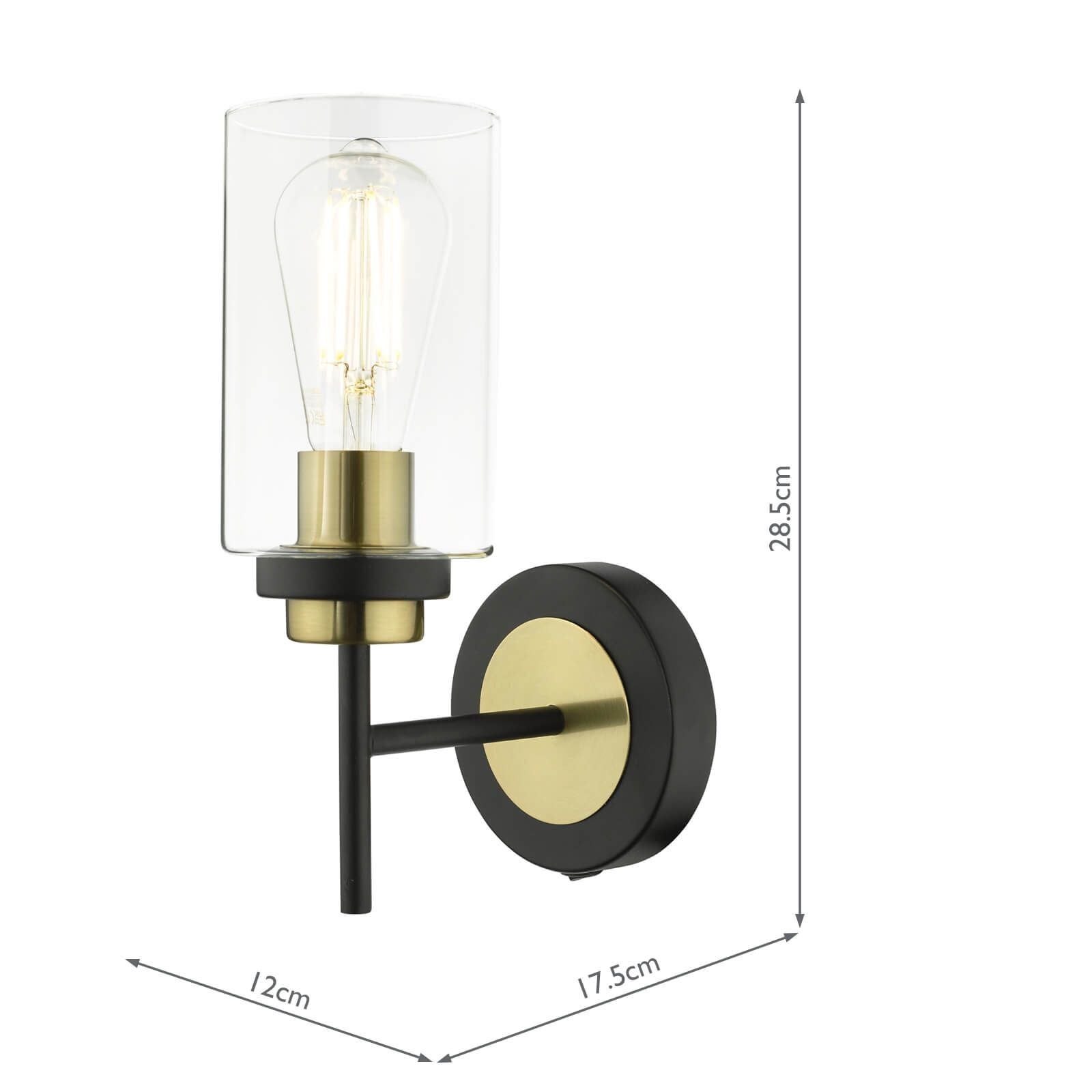 Abel Wall Light Satin Black & Gold Finish IP20 - Modern Indoor Lighting for Living Room, Bedroom & Hallway
