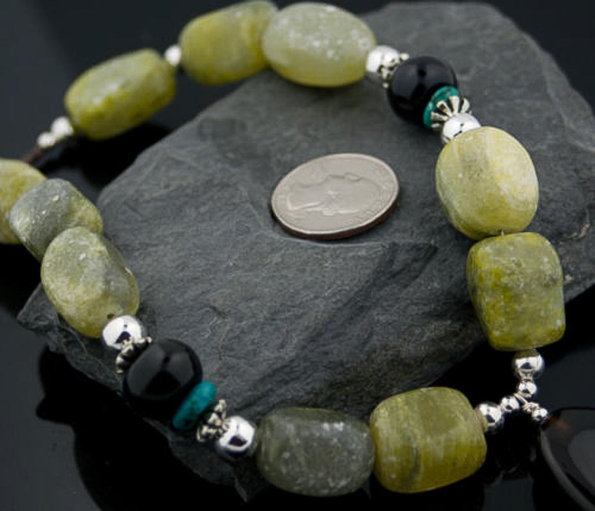 Authentic Navajo Turquoise & Black Onyx Sterling Silver Native American Necklace - Handcrafted by Loma Siiva - Perfect for Boho Fashion, Cultural Events & Unique Gift Giving
