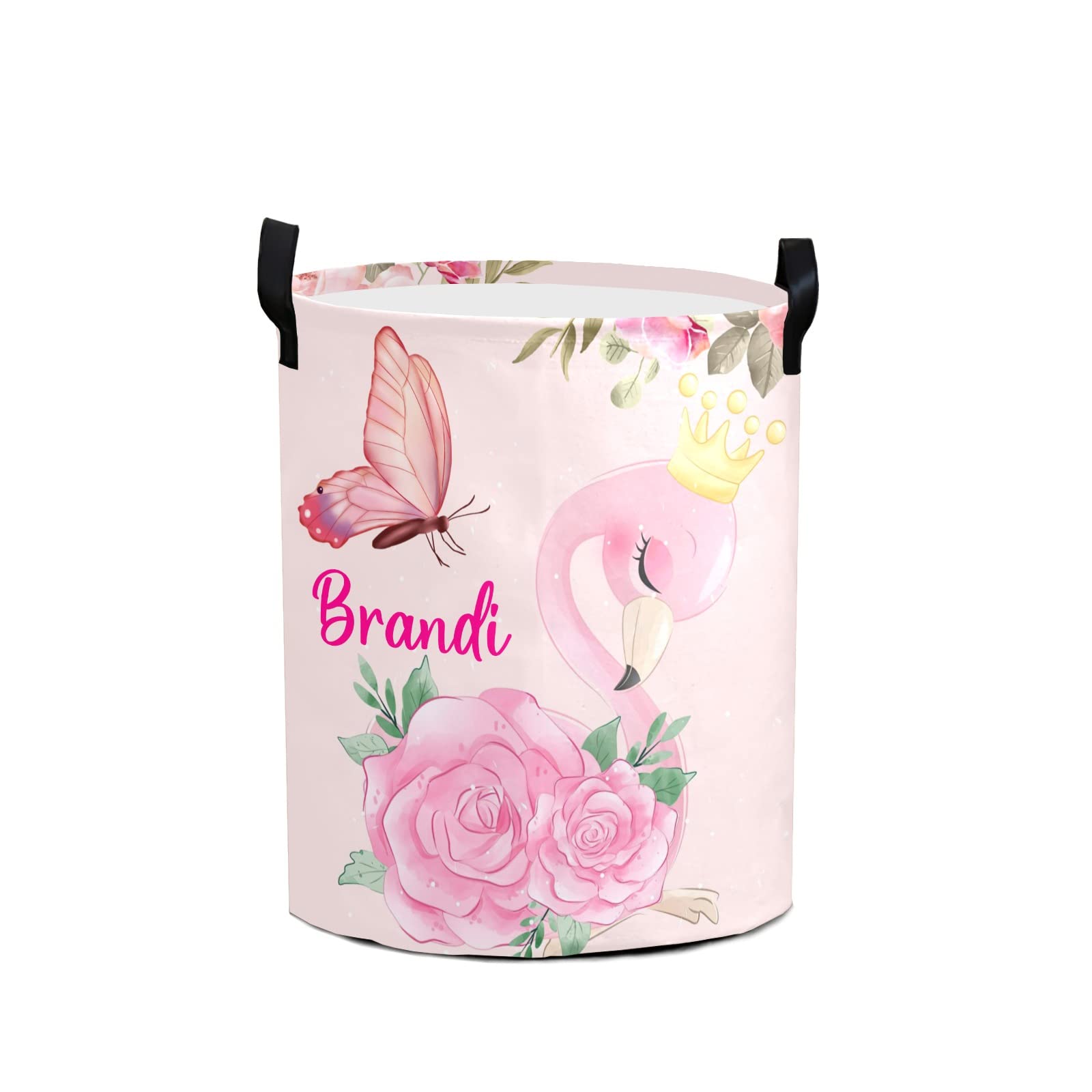 Personalized Flamingo Laundry Basket with Name - Waterproof Foldable Storage Bin for Clothes, Bathroom & Home Office - Perfect for Nursery, Dorm Room & Gift Giving