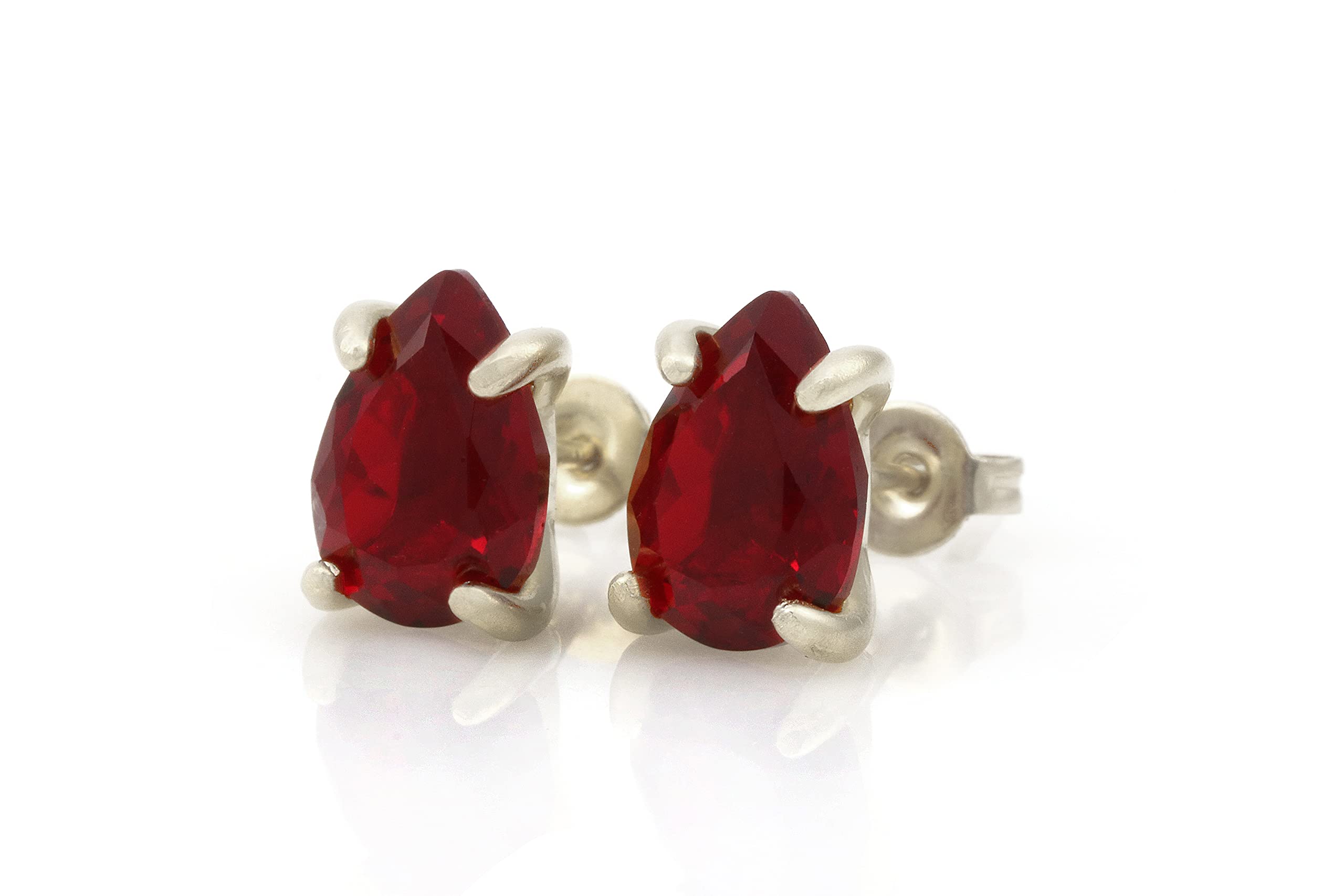 Red Garnet Stud Earrings for Women - January Birthstone Jewelry | Handmade Pear Gemstone Earrings | Dainty Everyday Jewelry Gift with Signature Box | Perfect for Birthdays, Anniversaries & Special Occasions