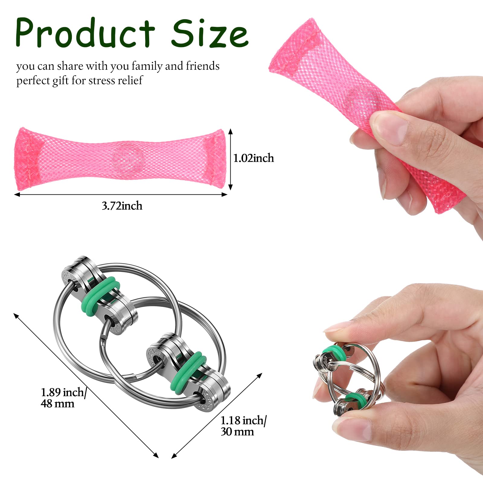 30 Pcs Bike Chain Fidget Toys & 2 Pcs Marble Mesh Fidget Toys for ADHD, Stress Relief, Autism Sensory - Anxiety Relief Finger Toys for Adults & Teens - Perfect for School, Office, Travel & Focus Aid