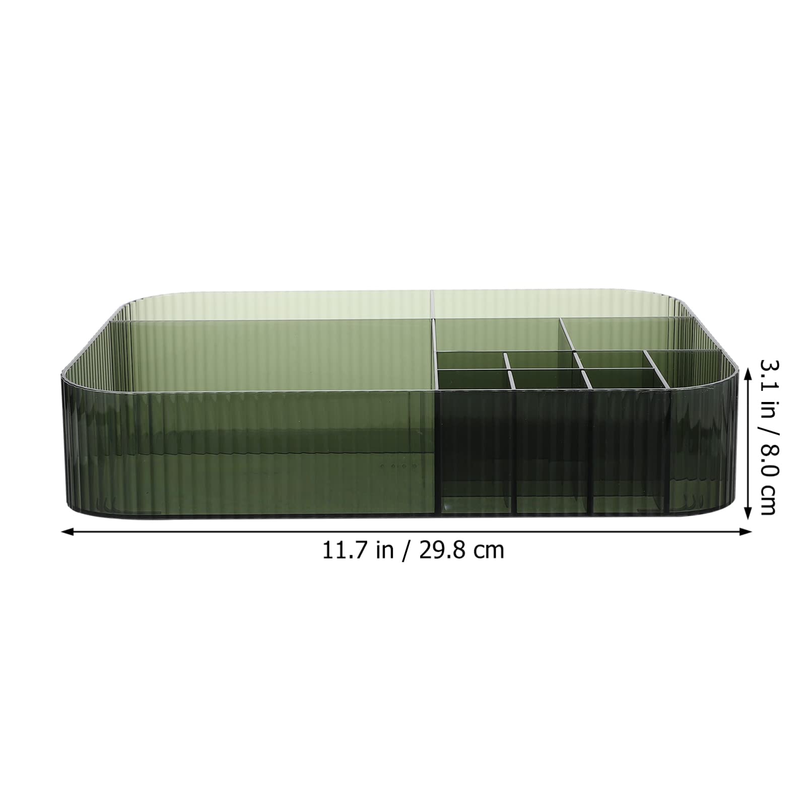 Green Makeup Organizer & Cosmetic Display Case - Multi-Grid Desktop Jewelry Box with Brush & Lipstick Holder for Dresser or Vanity | Perfect for Skin Care Storage & Beauty Accessories Organization