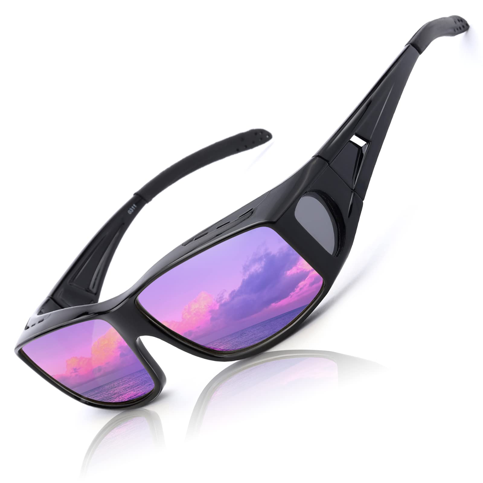LVIOE Polarized Wrap Around Sunglasses for Men & Women - UV Protection Over Glasses Sunglasses Fit Over Prescription Eyewear - Perfect for Driving, Outdoor Sports & Daily Sun Protection