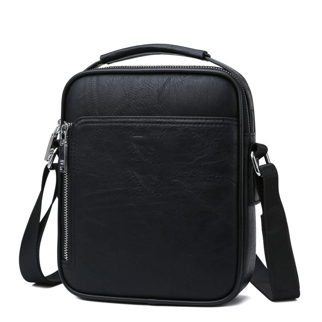 Premium Business Crossbody Tote Bag for Men - Genuine Split Leather Messenger Bag with Large Capacity (Black) - Ideal for Work, Travel & Daily Commute