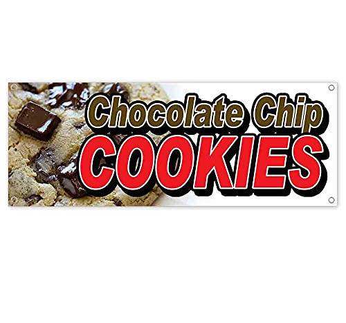 Premium Chocolate Chip Cookies Banner 13 oz - Heavy-Duty Vinyl Single-Sided Sign with Metal Grommets | Perfect for Bakeries, Cafes, and Dessert Shops