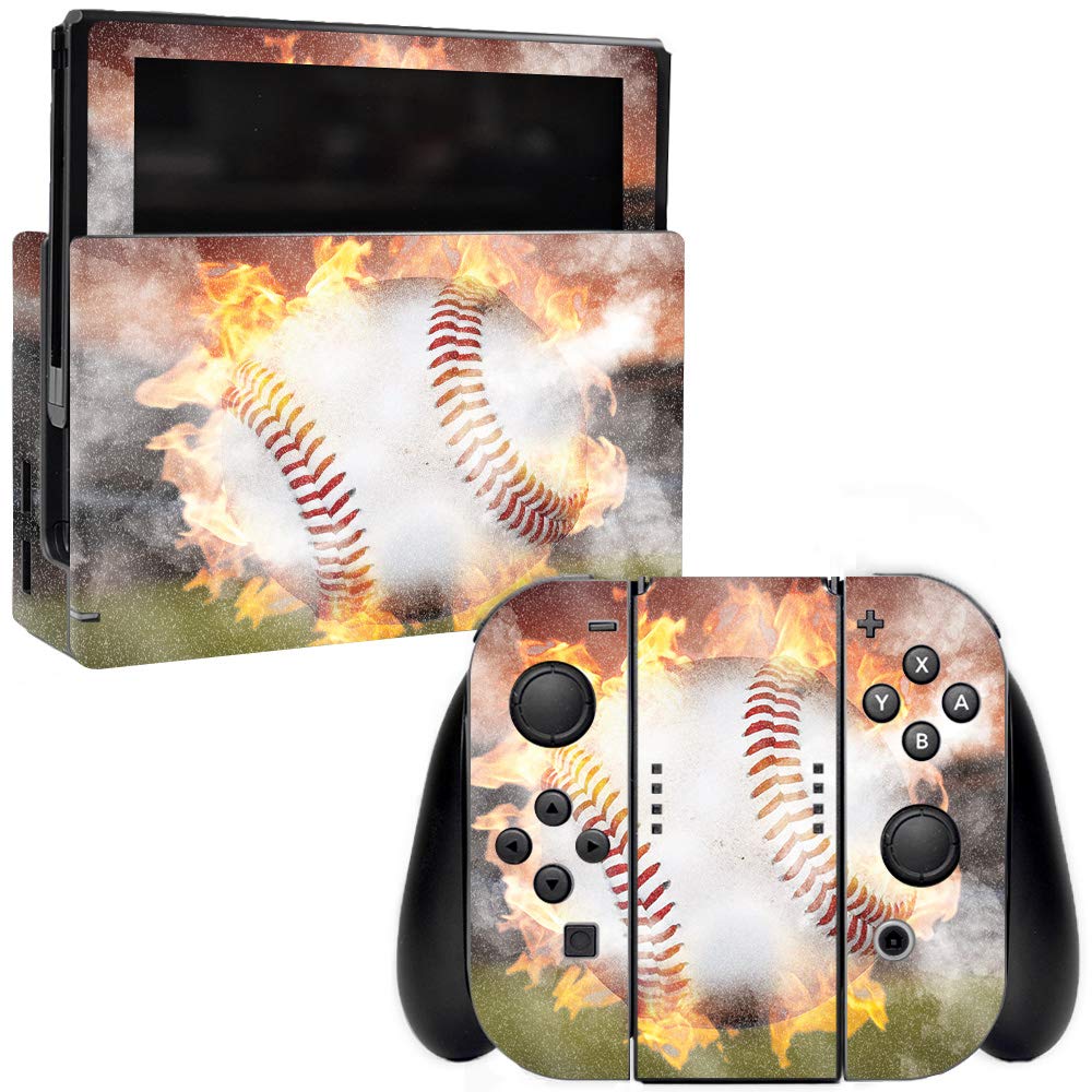 MightySkins Glossy Glitter Protective Skin Cover for Nintendo Switch - Fastball Design | Durable Scratch-Resistant Vinyl Decal | Easy to Apply & Remove | Made in USA | Perfect for Gaming Protection & Customization