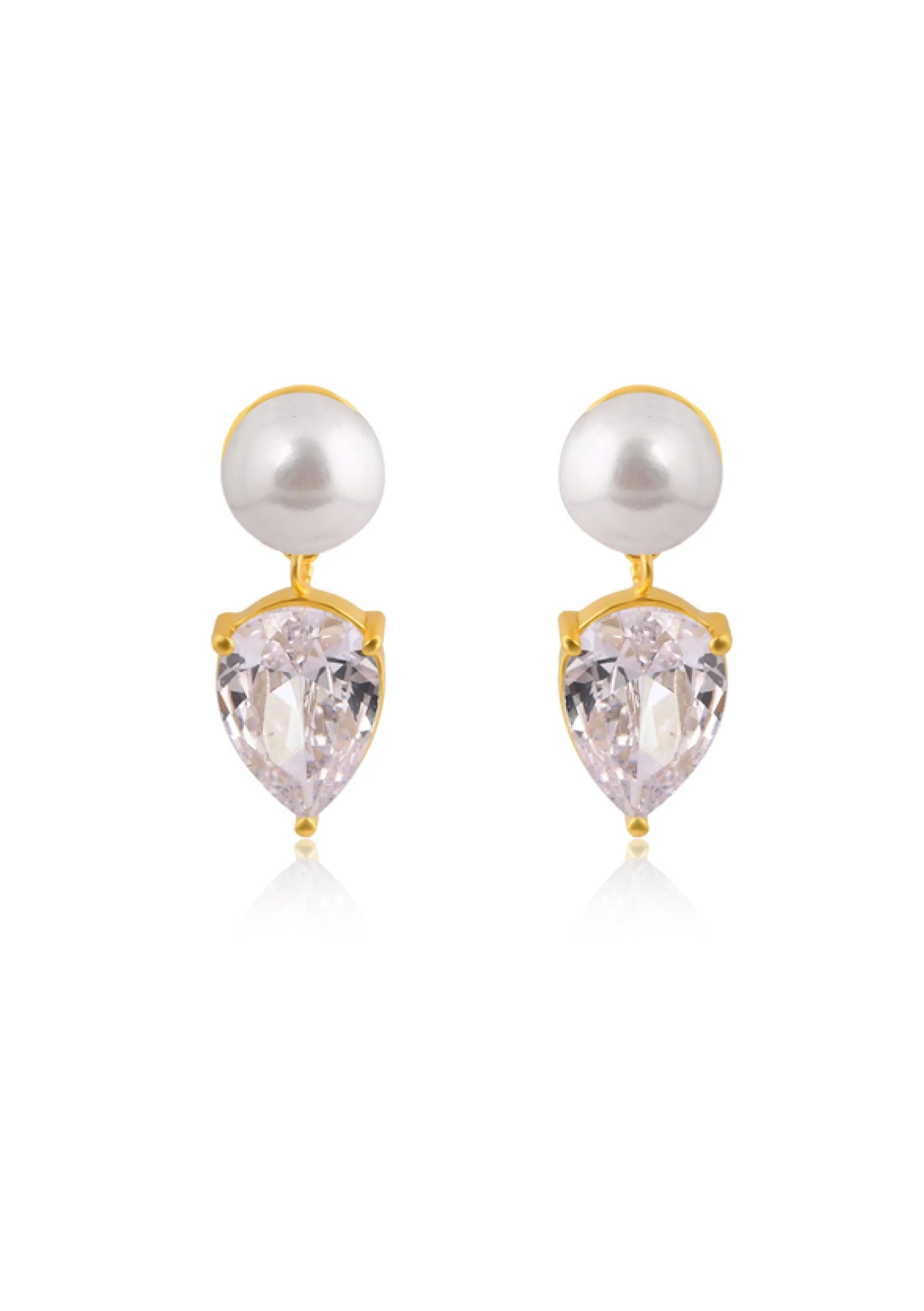 Lola Knight Harper Crystal and Pearl Drop Bridal Earrings - Gold Wedding Jewelry for Brides, Bridesmaids, and Formal Events
