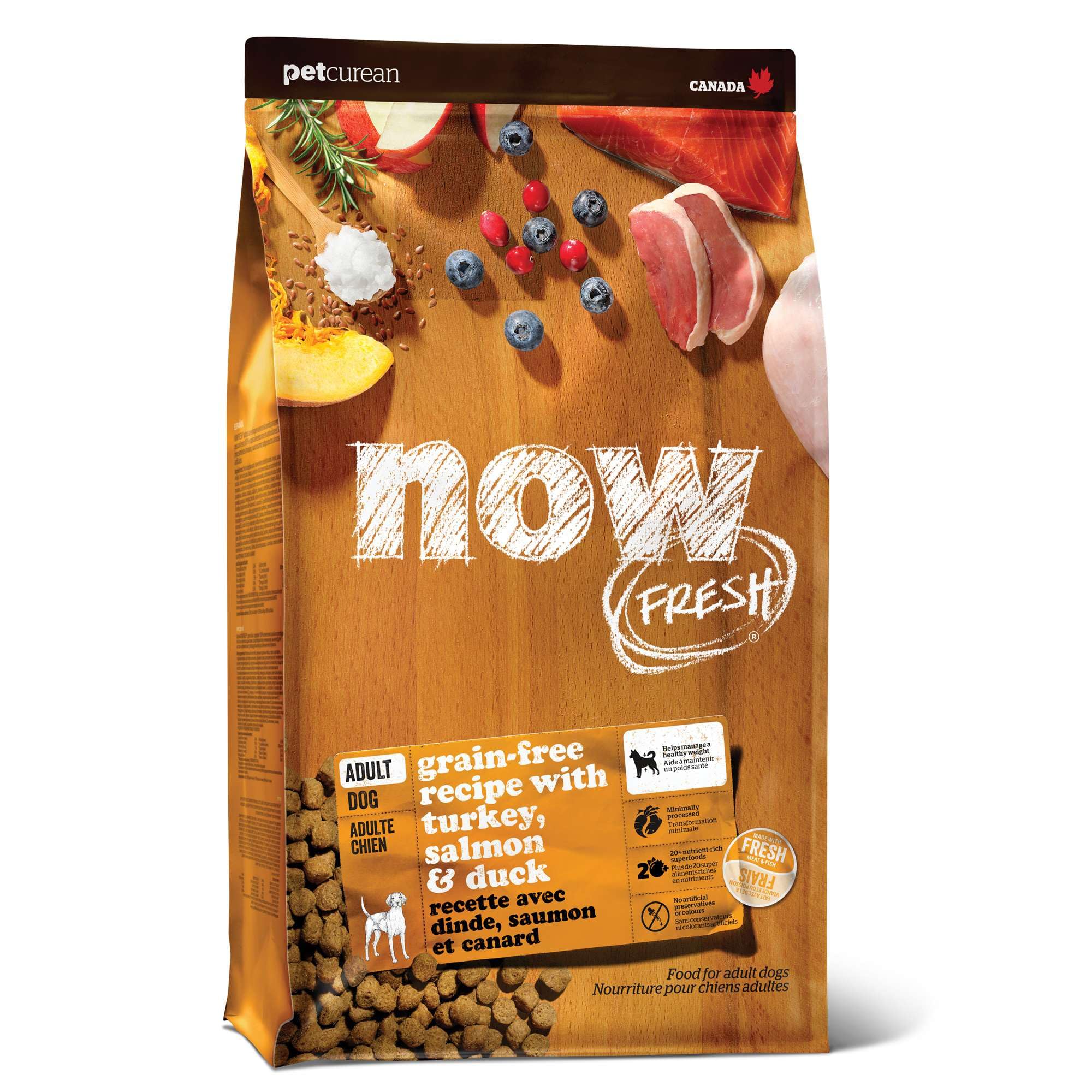 Now Fresh Grain-Free Dry Dog Food - Real Turkey, Salmon & Duck Recipe for Adult Dogs of All Breeds & Sizes - 3.5 lb Bag - Perfect for Daily Nutrition & Healthy Skin/Coat Maintenance