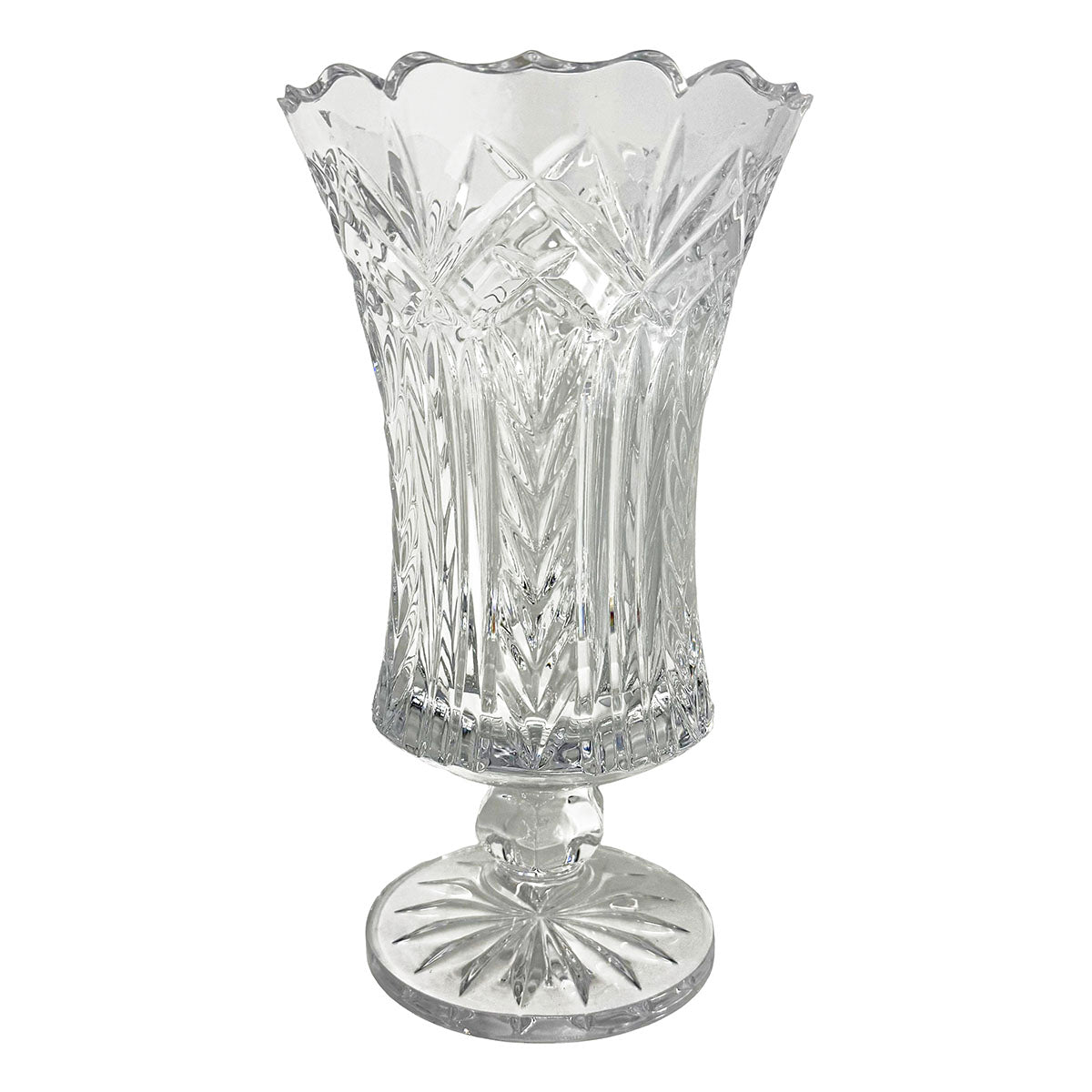 Irish Treasure Footed Crystal Vase - Elegant Handcrafted Glass Flower Vase for Home Decor, Wedding Centerpieces & Gift Giving