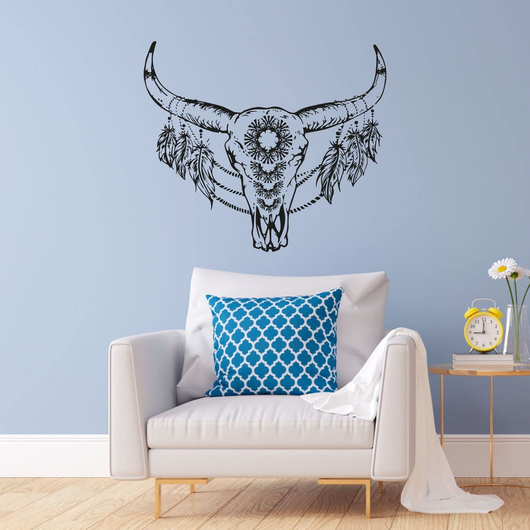 Bohemian Feather Arrow Wall Decal - Modern Abstract Boho Accent Sticker for Kids Room, Nursery & Bedroom Decor - Self-Adhesive Vinyl Wall Art (24x40 Inch) - Perfect for Girls, Boys & Home Aesthetic Upgrade