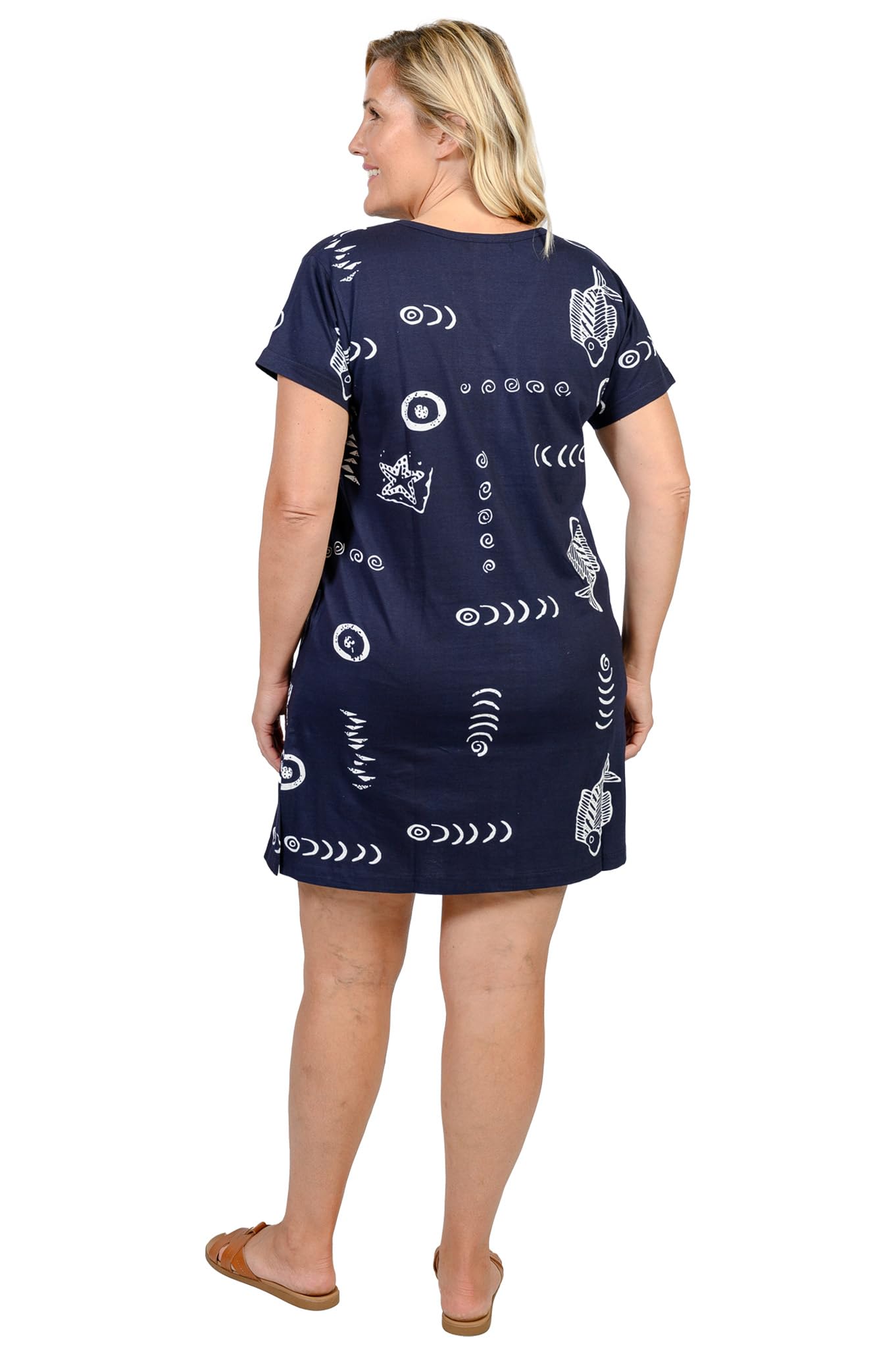 INGEAR Women's Summer Beach Dress - Short Sleeve Cotton Shift Dress for Cover Up | Casual Sundress for Vacation, Poolside, and Outdoor Activities