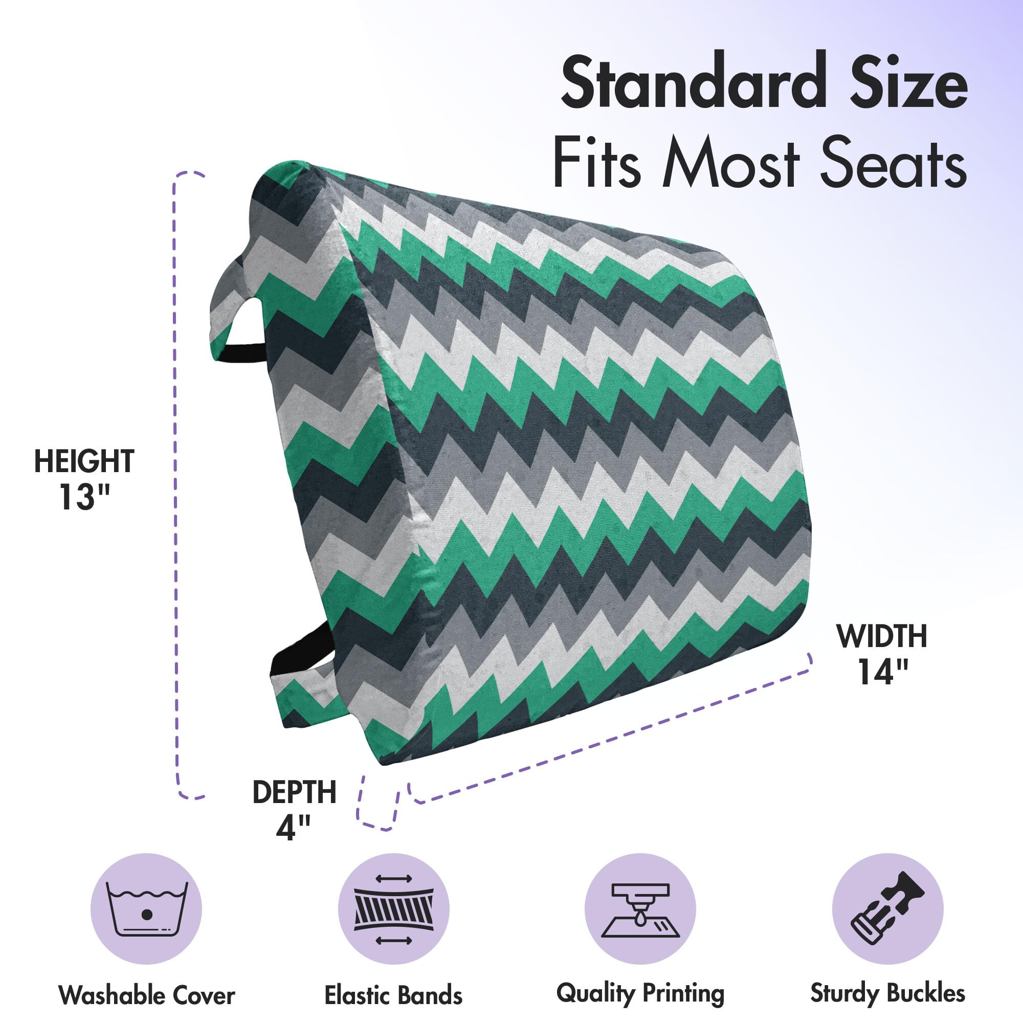 Ambesonne Chevron Lumbar Support Pillow - High Density Foam for Office Chair & Car Seat - 14