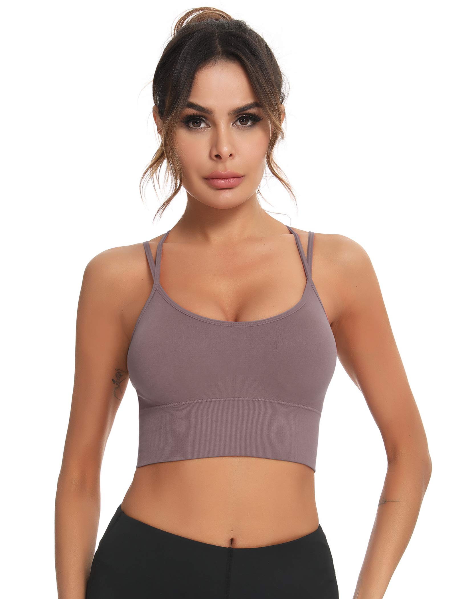 Enjoyoself Women's Strappy Sports Bra - High Support Yoga Running Gym Workout Tank Top for Fitness & Active Lifestyle - Perfect for Yoga, Running, Gym & Daily Wear