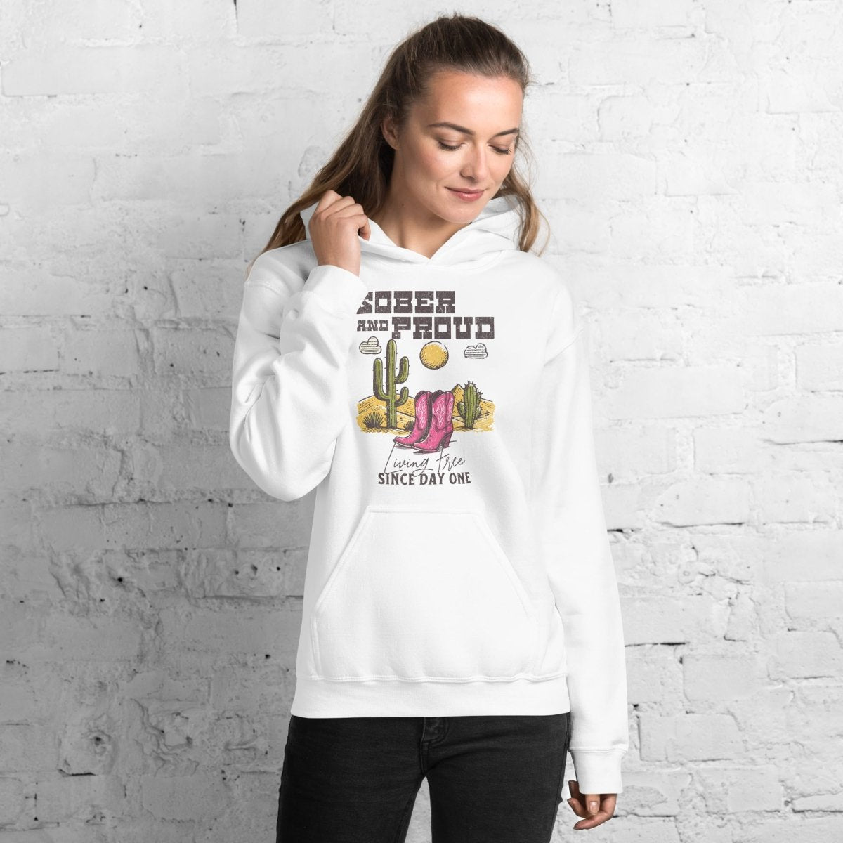 Sober and Proud - Western Desert Hoodie for Men & Women | Unisex Pullover Sweatshirt for Outdoor Adventures & Casual Wear