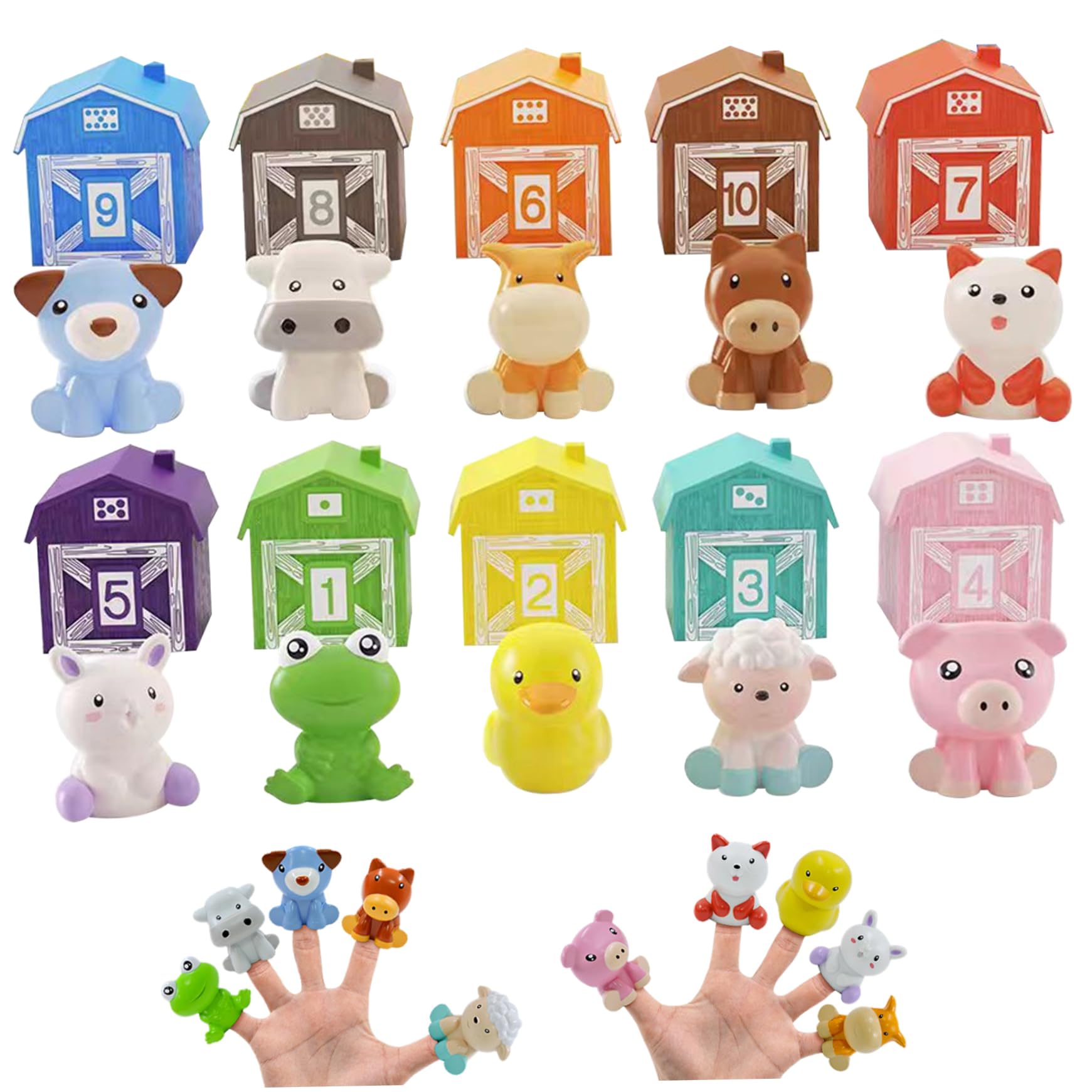 20Pcs Baby Farm Animal Toys Set - Colorful Cartoon Numbered Learning Toys for Toddlers, Developmental Parent-Child Play, Birthday Gift for Kids | Perfect for Early Education, Farm-Themed Parties & Sensory Play