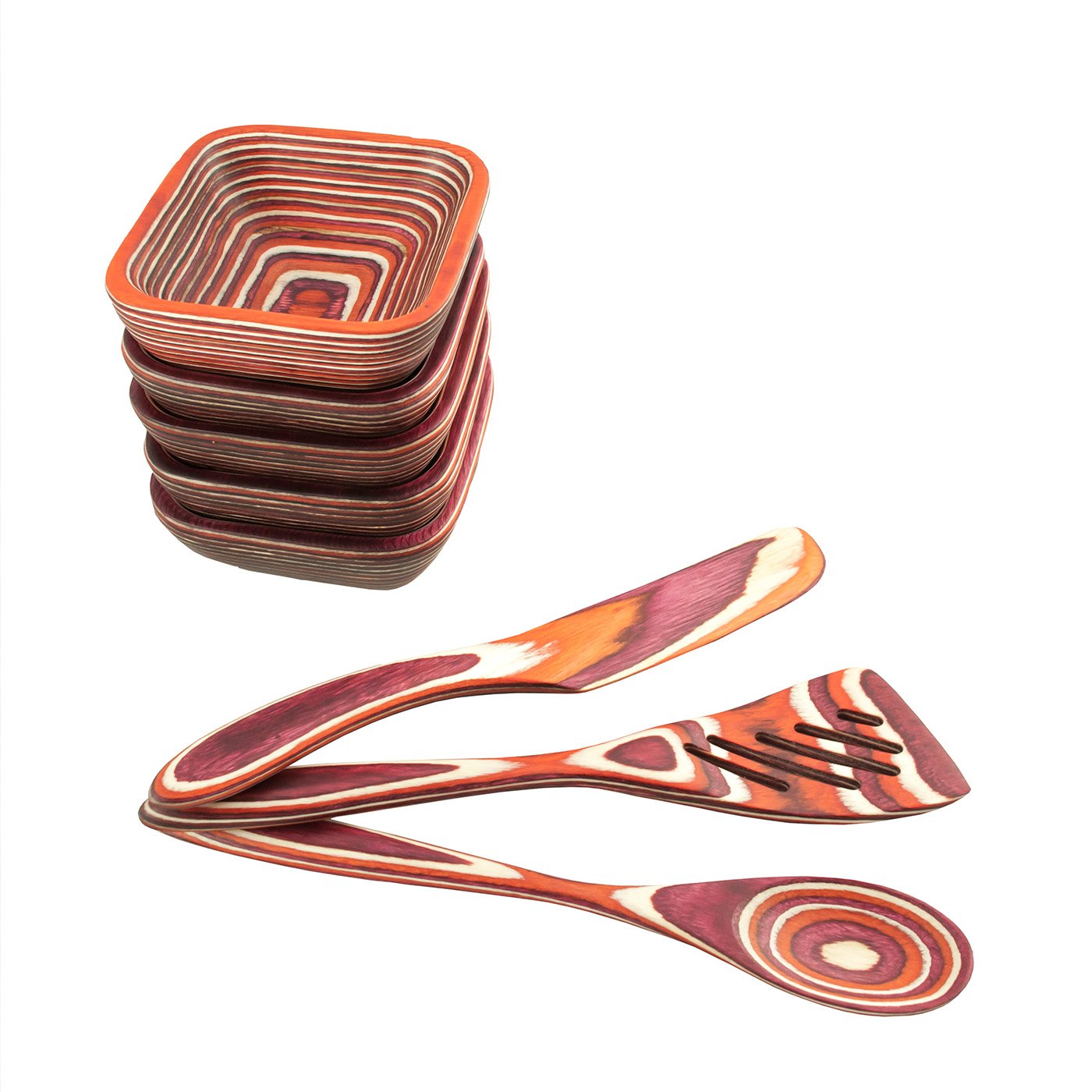 Premium Red Pakkawood Square Pinch Bowl - Handcrafted Spice & Condiment Dish - Perfect for Serving Nuts, Snacks, and Seasonings at Parties, Dining, or Kitchen Use