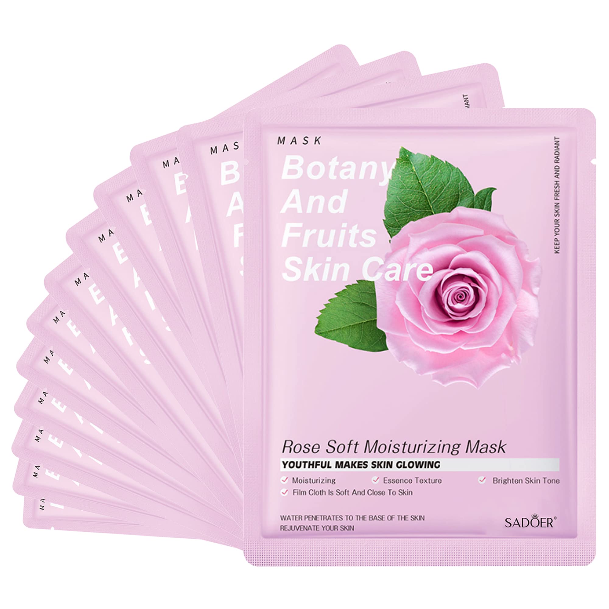 Jakuva 12PCS Collagen Facial Mask Set - Deep Hydrating Anti-Aging Face Sheet Masks for Wrinkle Reduction & Skin Firming, Rose Scented Skincare Treatment | Perfect for Spa Night, Self-Care Routine & Gift Giving