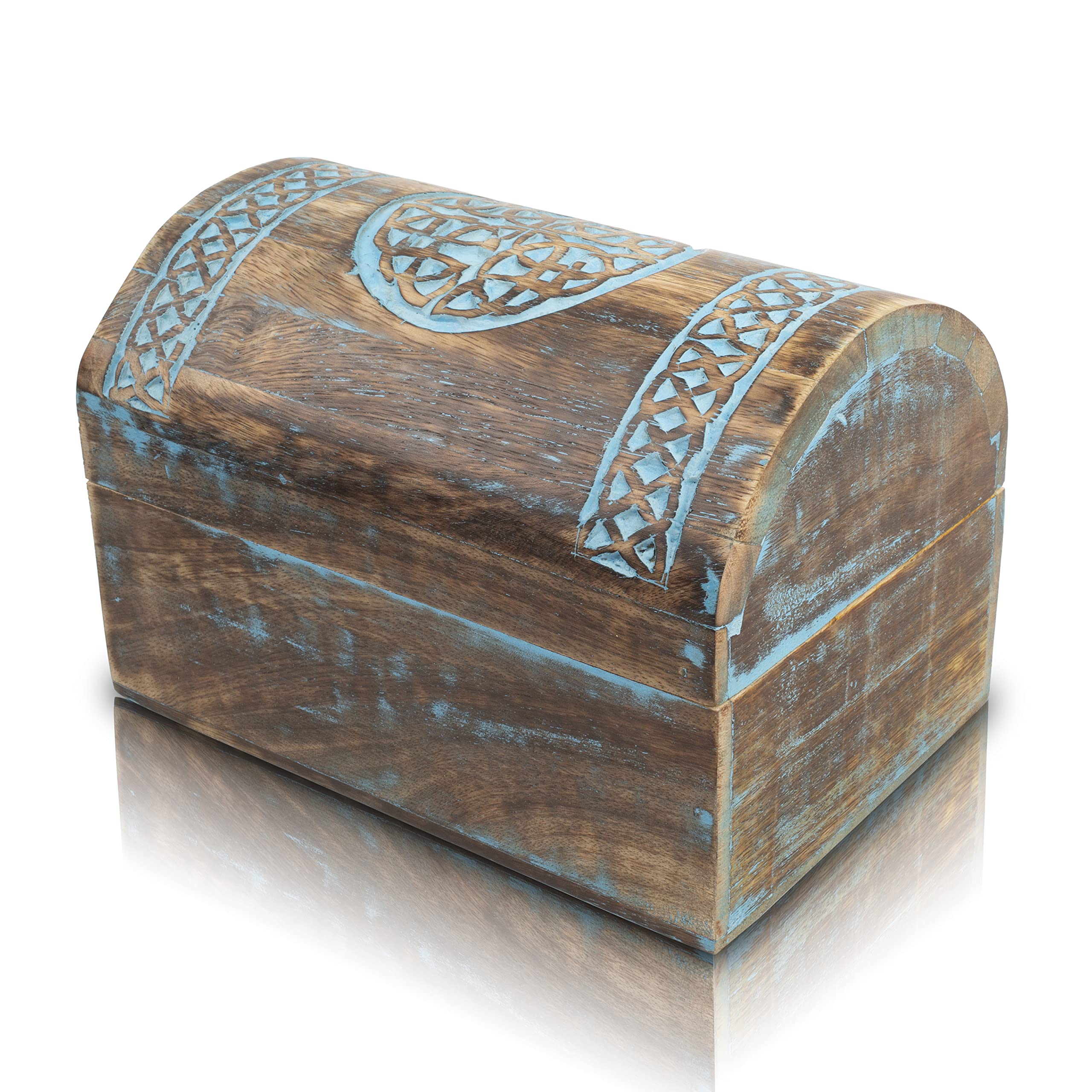 Handmade Decorative Wooden Jewelry Box with Celtic Carving - Jewelry Organizer, Keepsake & Treasure Chest for Watches & Trinkets | Perfect Birthday Gift & Home Décor for Women | The Great Indian Bazaar