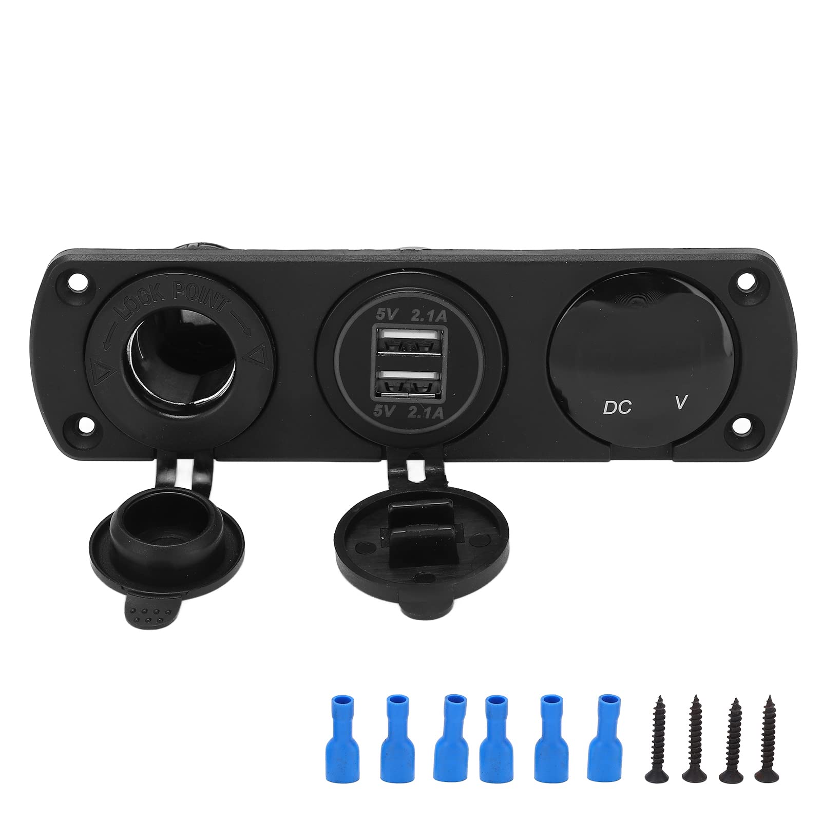 Waterproof Rocker Switch Panel with Dual USB PD Car Charger - Smart Chip, Fireproof & High-Temperature Resistant for RV, Boat, Truck (Black) - Perfect for Road Trips & Marine Use