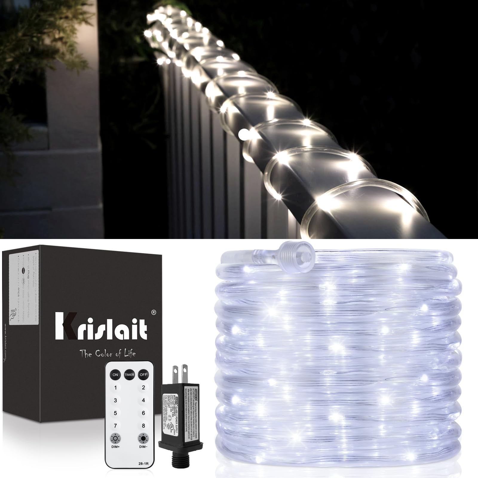 40ft 120 LED Outdoor Waterproof Rope Lights - Plug in Tube Lights for Garden, Patio, Party & Christmas Decorations (Cool White) | Weatherproof String Lights for Outdoor Use, Backyard Lighting, Holiday & Event Decor