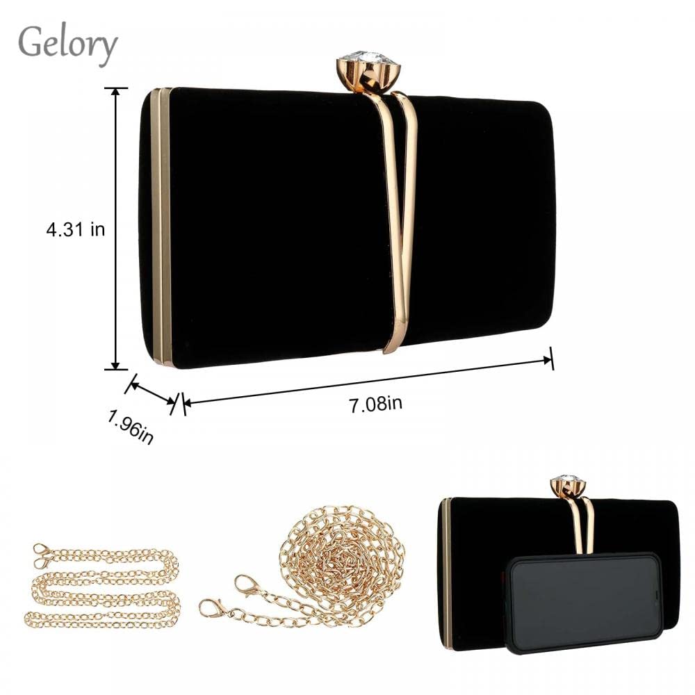 Vintage Women's Clutch Bag - Elegant Evening Handbag with Detachable Chain, Diamond Accents & Suede Velvet Finish | Perfect for Cocktail Parties, Weddings & Formal Events