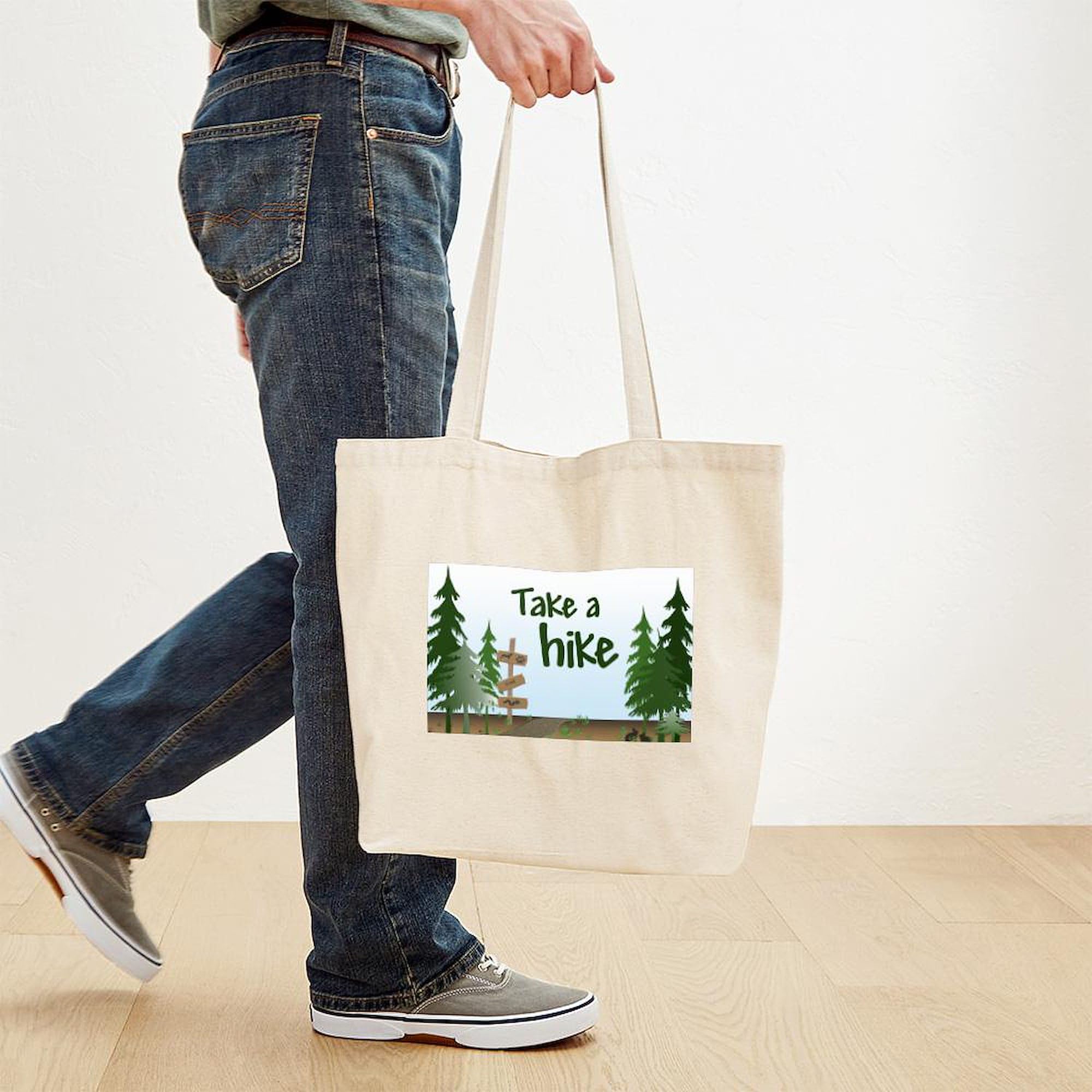 Eco-Friendly Natural Canvas Tote Bag - Reusable Shopping Bag for Hiking, Groceries & Daily Use | CafePress Take A Hike Design