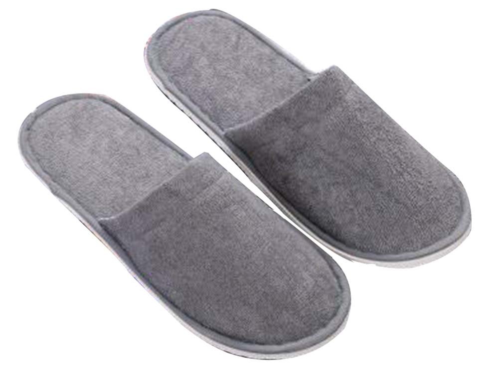 Black Temptation 10 Pairs Soft Non-Slip Disposable Closed Toe Slippers [Gray 01] - Ideal for Hotels, Spas, and Home Use