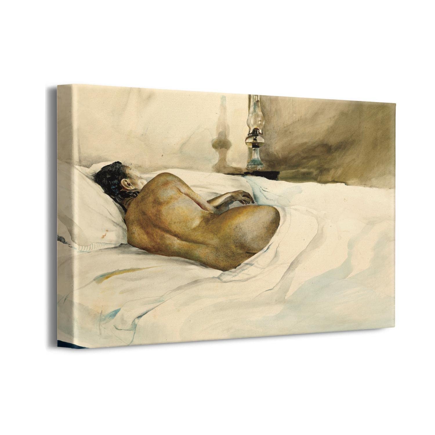 Andrew Wyeth Paintings Art 1948 Spring Evening - Premium Framed Canvas Print Wall Art (16x12 Inch) - Perfect for Dining Room, Living Room & Office Decor