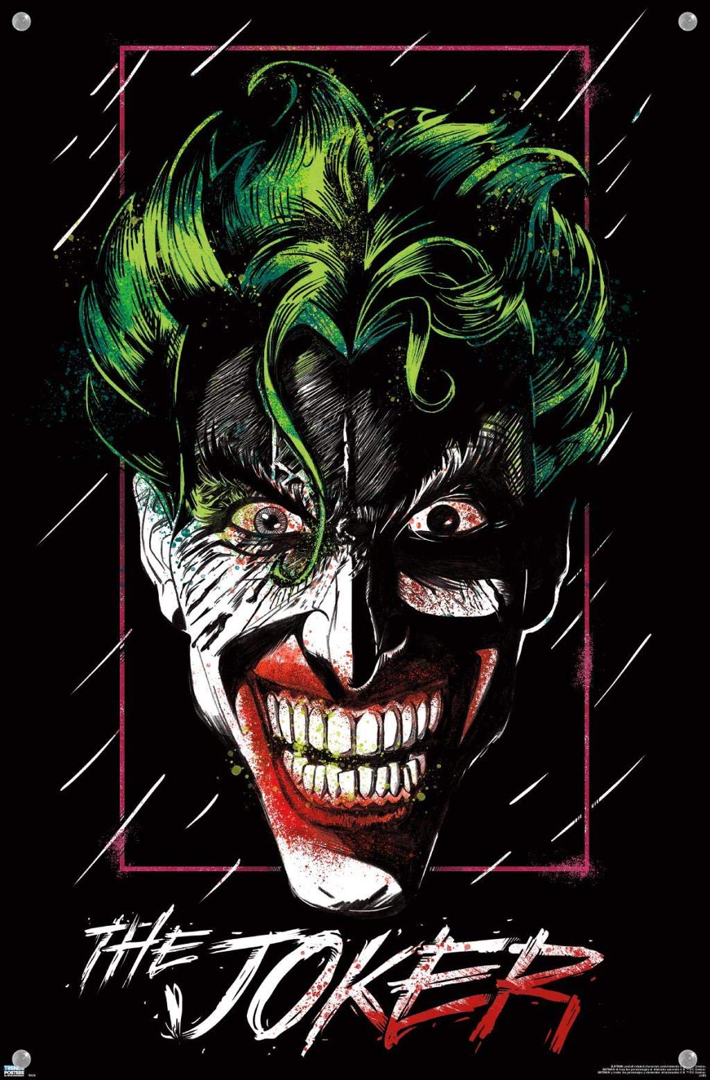 DC Comics The Joker Wall Poster - Premium Quality 24x36 Inch Movie Art Print with Push Pins - Perfect for Bedroom, Office & Game Room Decor