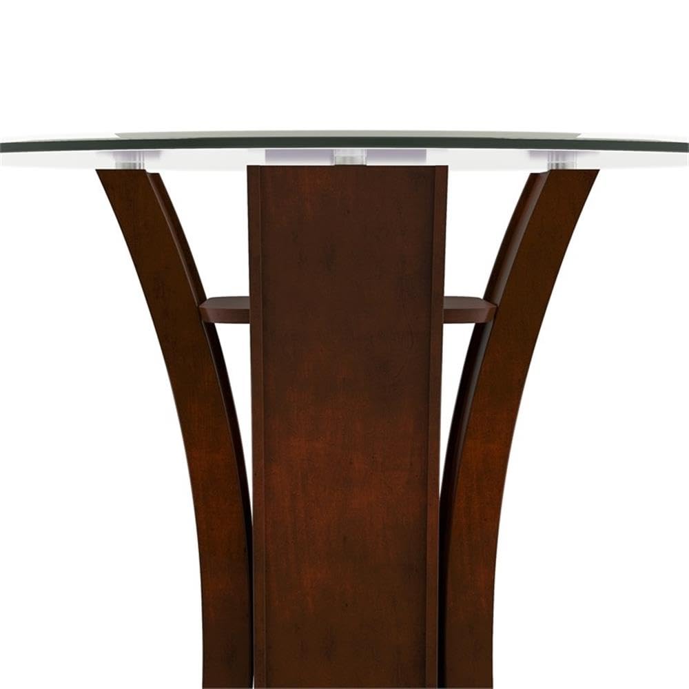 BOWERY HILL Modern End Table - Solid Wood, Wood Veneer & MDF with Glass Top in Cherry Finish | Perfect for Living Room, Bedroom or Office Decor