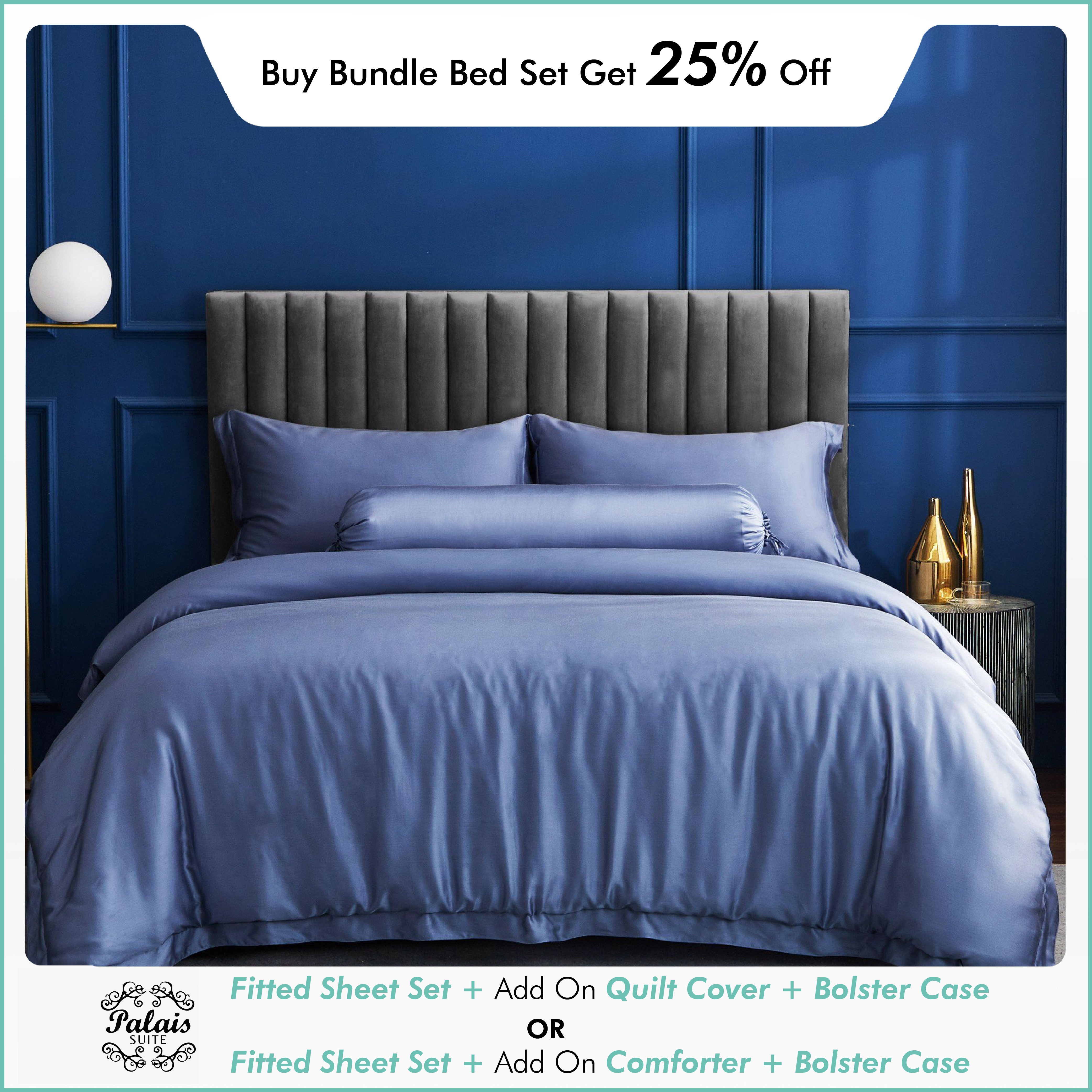 Premium TENCEL™ LF Fitted Sheet Set - Queen Size, Pervenche Blue - Ultra Soft & Breathable Bedding for Luxury Hotels & Home Master Bedrooms