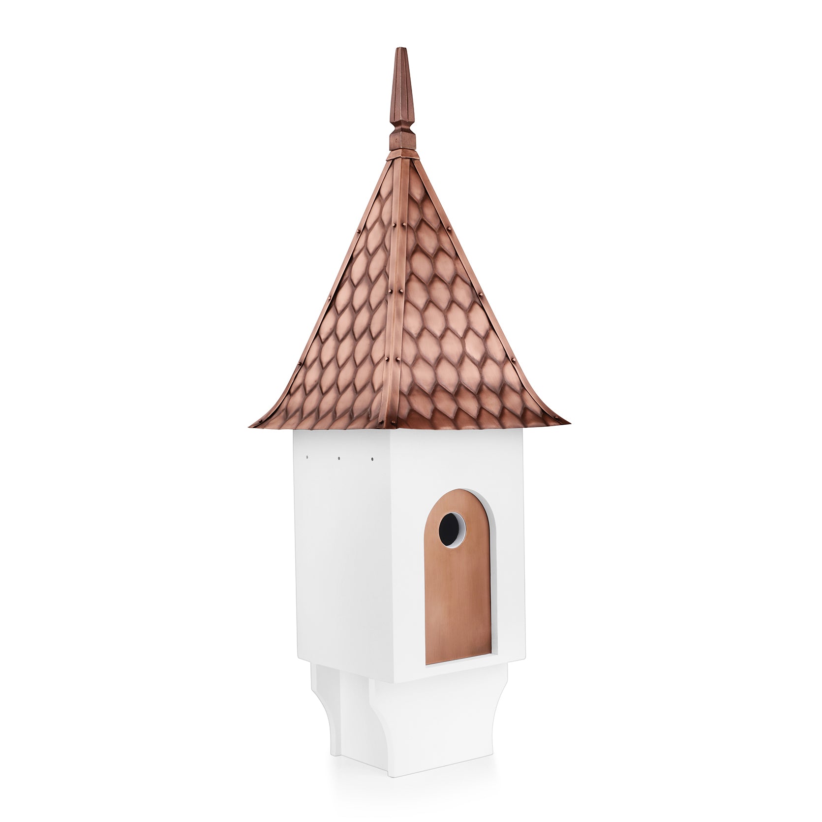 Chateau Bird House with Diamond Pattern Copper Roof - Elegant Outdoor Garden Decor for Birds - Perfect for Backyard, Patio, and Garden Decoration