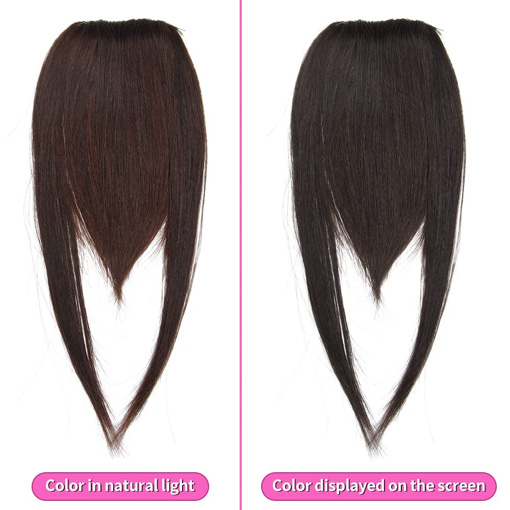 Dsoar Clip-in Bangs for Women - Thick Real Human Hair Side Bangs, Natural Straight Fringe Hair Extensions (Dark Brown, with Temples) - Perfect for Daily Wear, Cosplay & Hairstyle Transformations