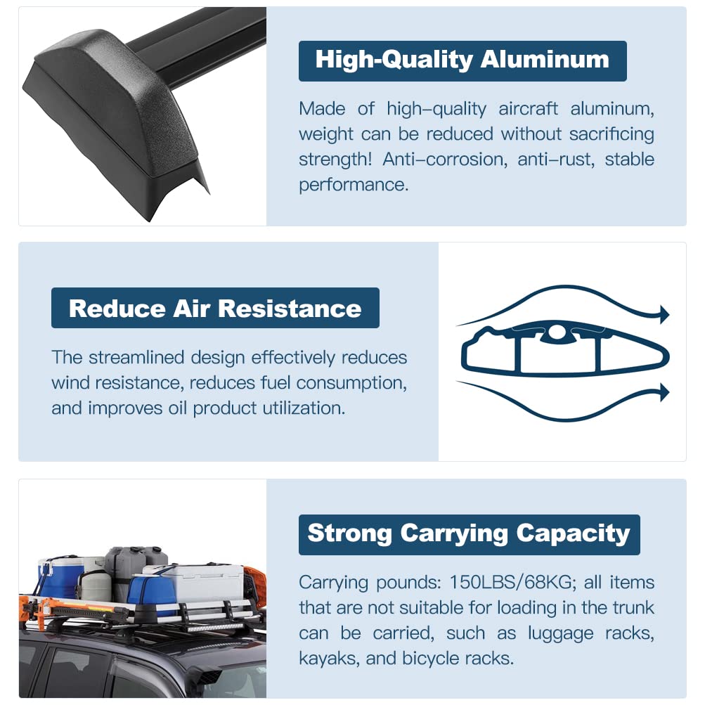 ECCPP Universal Roof Rack Cross Bars for Honda CR-V 2002-2006 - Heavy Duty Aluminum Roof Rack System for Kayak, Canoe, Ski, Snowboard & Luggage Carrier - Perfect for Outdoor Adventures & Road Trips