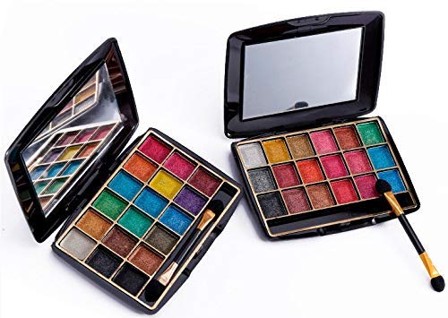 18-Color Matte & Shimmer Eyeshadow Palette - Highly Pigmented, Waterproof, Long-Lasting Rainbow Makeup Kit with 5 Brushes | Perfect for Party, Halloween, and Everyday Glam Looks