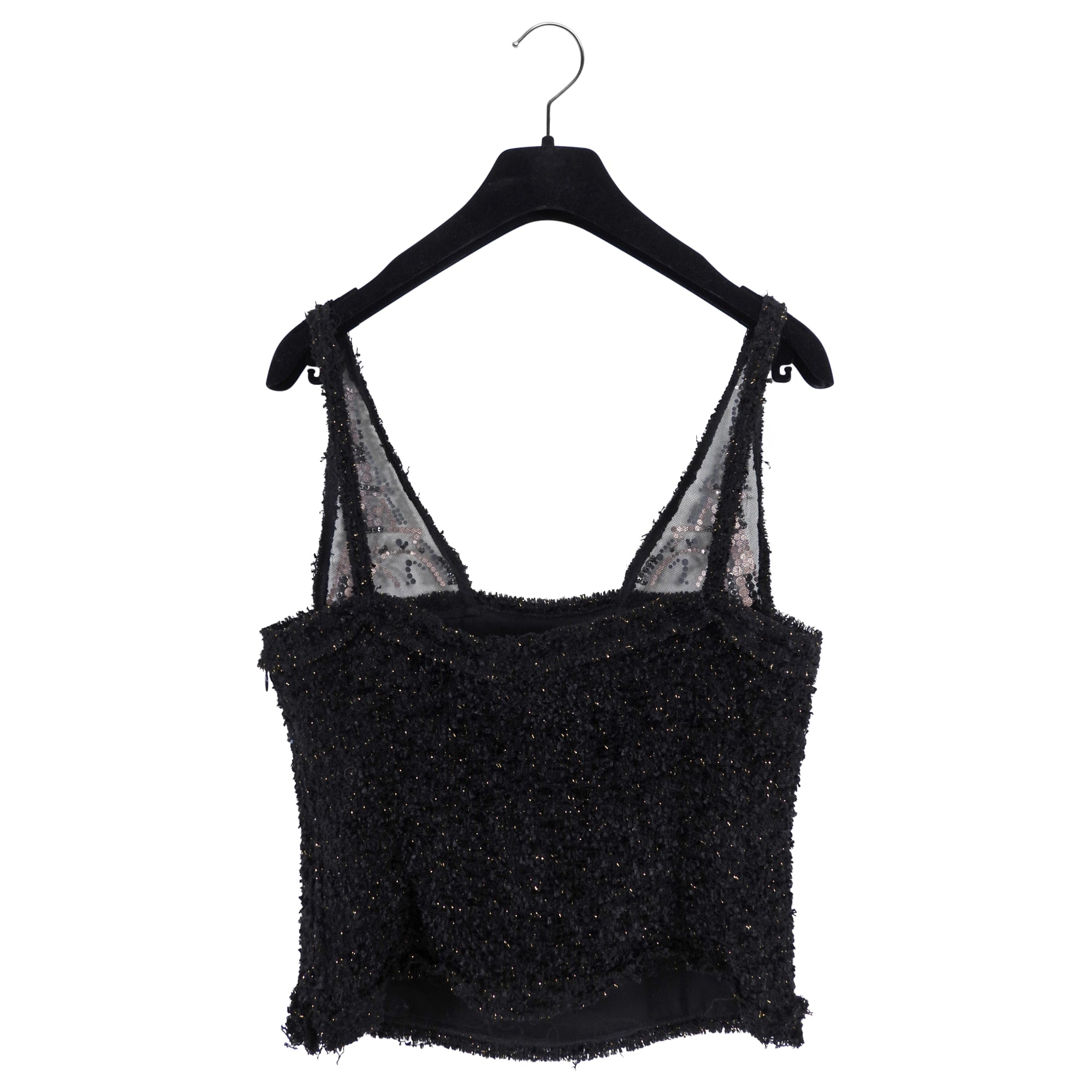 Chanel 17A Paris Eiffel Tower Tweed Crystal Top Women's Blouse Size FR38 - Elegant French Fashion for Parties & Special Occasions