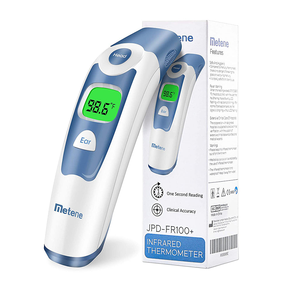 Metene Digital Forehead and Ear Thermometer for Babies & Adults - Fast, Accurate Reading with Fever Alarm & Memory Recall - Perfect for Home, Travel, and Childcare Use