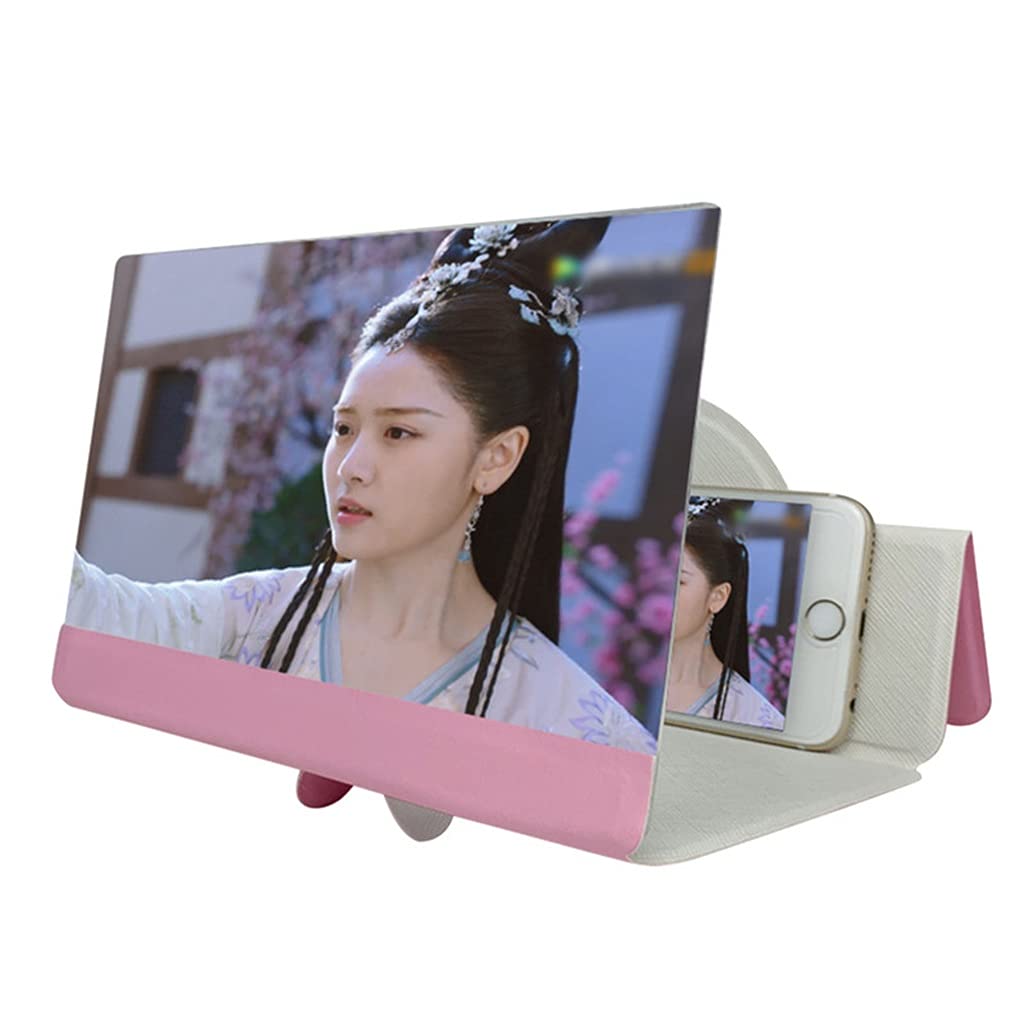 5D Foldable Phone Screen Magnifier - HD Video Amplifier with Smartphone Stand | Eyes Protection Screen Enlarger for iPhone & Android (Pink) | Perfect for Movie Watching & Gaming